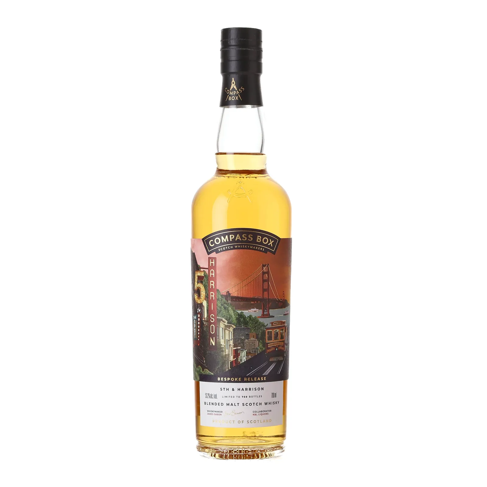 Compass Box Bespoke Release 5th & Harrison, Sherry & Refill Hogshead Cask, Compass Box, 53.2% whisky bottle