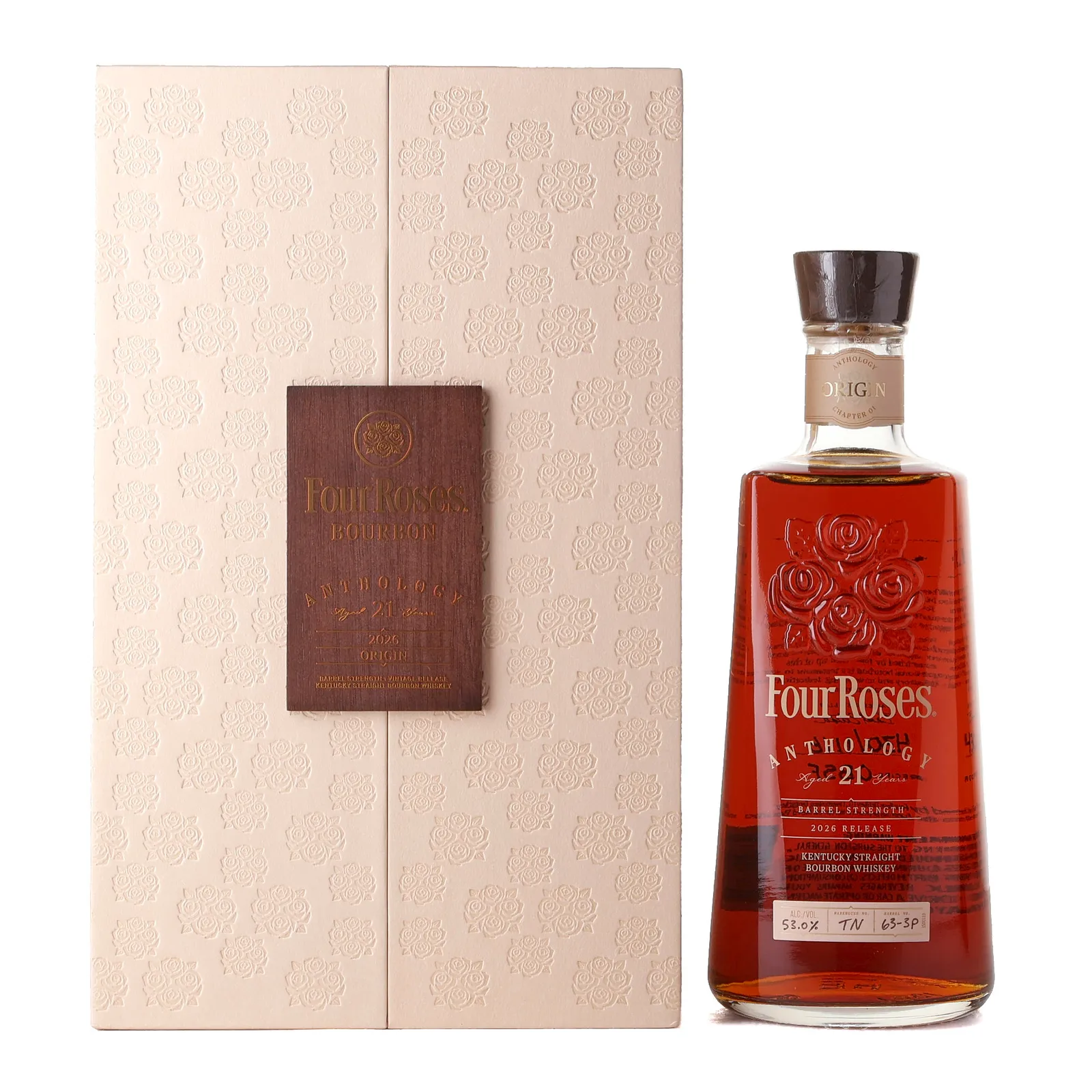 Four Roses Anthology Chapter One: Origin 21 Year Old, Barrel Strength, Cask #63-3P, 2026, 53% whisky bottle