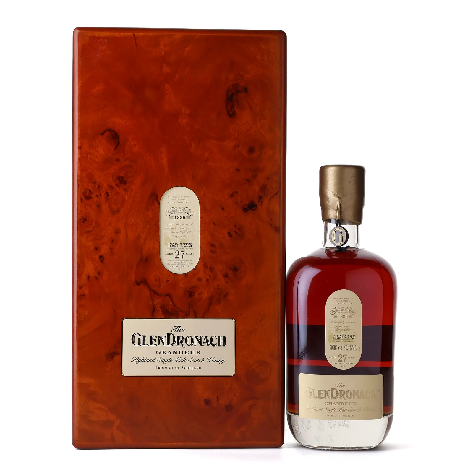 Glendronach Grandeur 27 Year Old, Sherry Cask, Batch No. 10, 2018, 50.1% whisky bottle