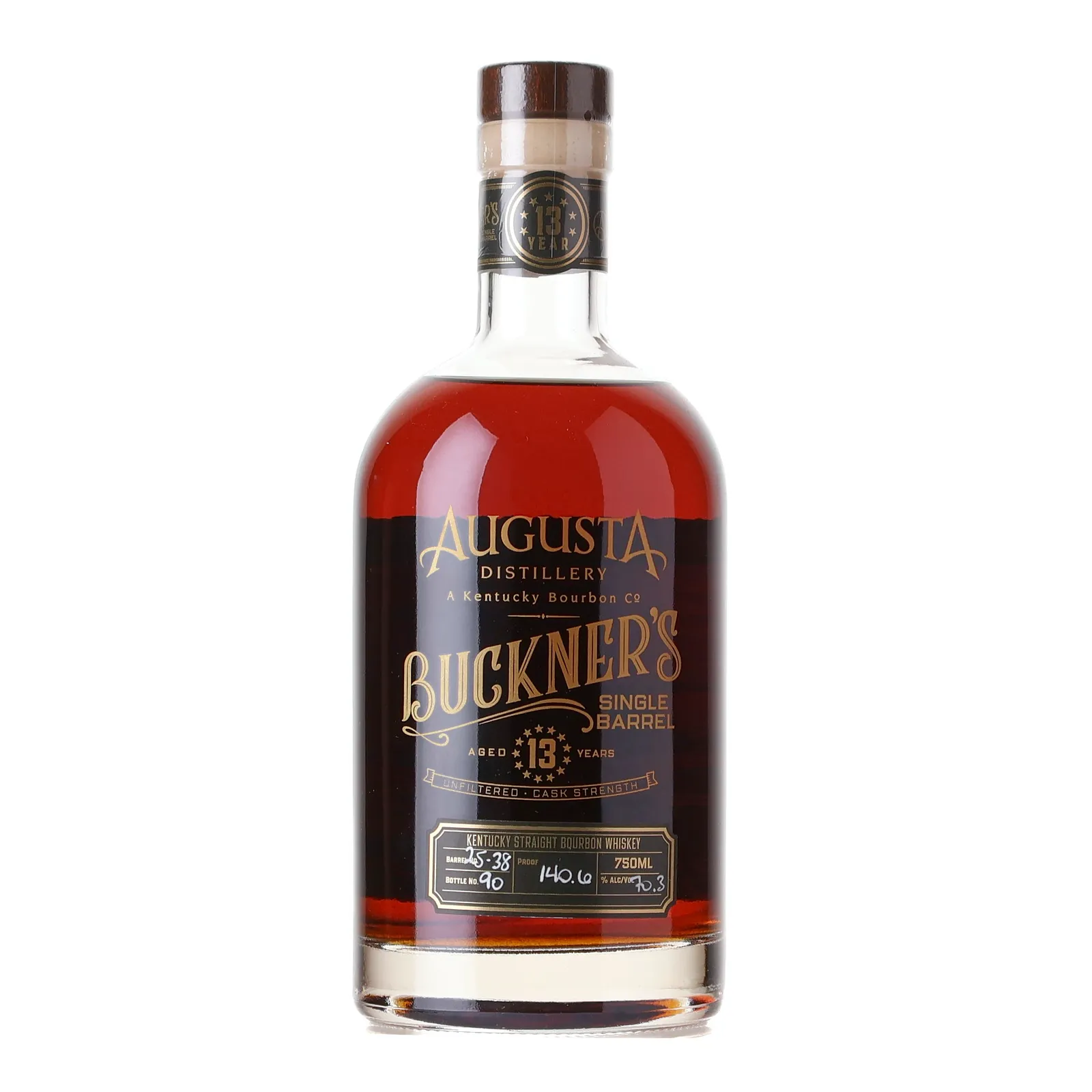 Augusta Distillery Buckner's 13 Year Old, Barrel Cask, Cask #25-38, HAZMAT, 70.3% whisky bottle