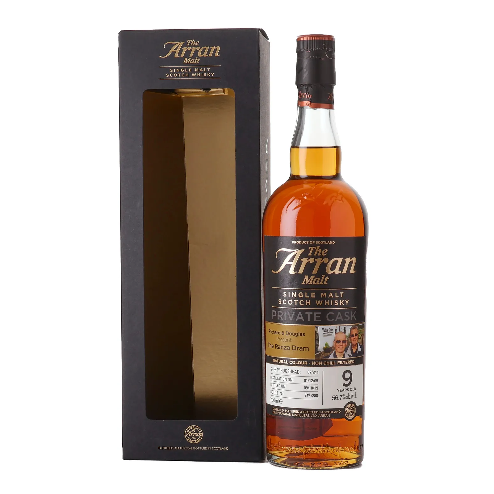 Arran The Ranza Dram Private Cask #9 Year Old, Sherry Cask, Cask #09/841, 2019, 56.7% whisky bottle