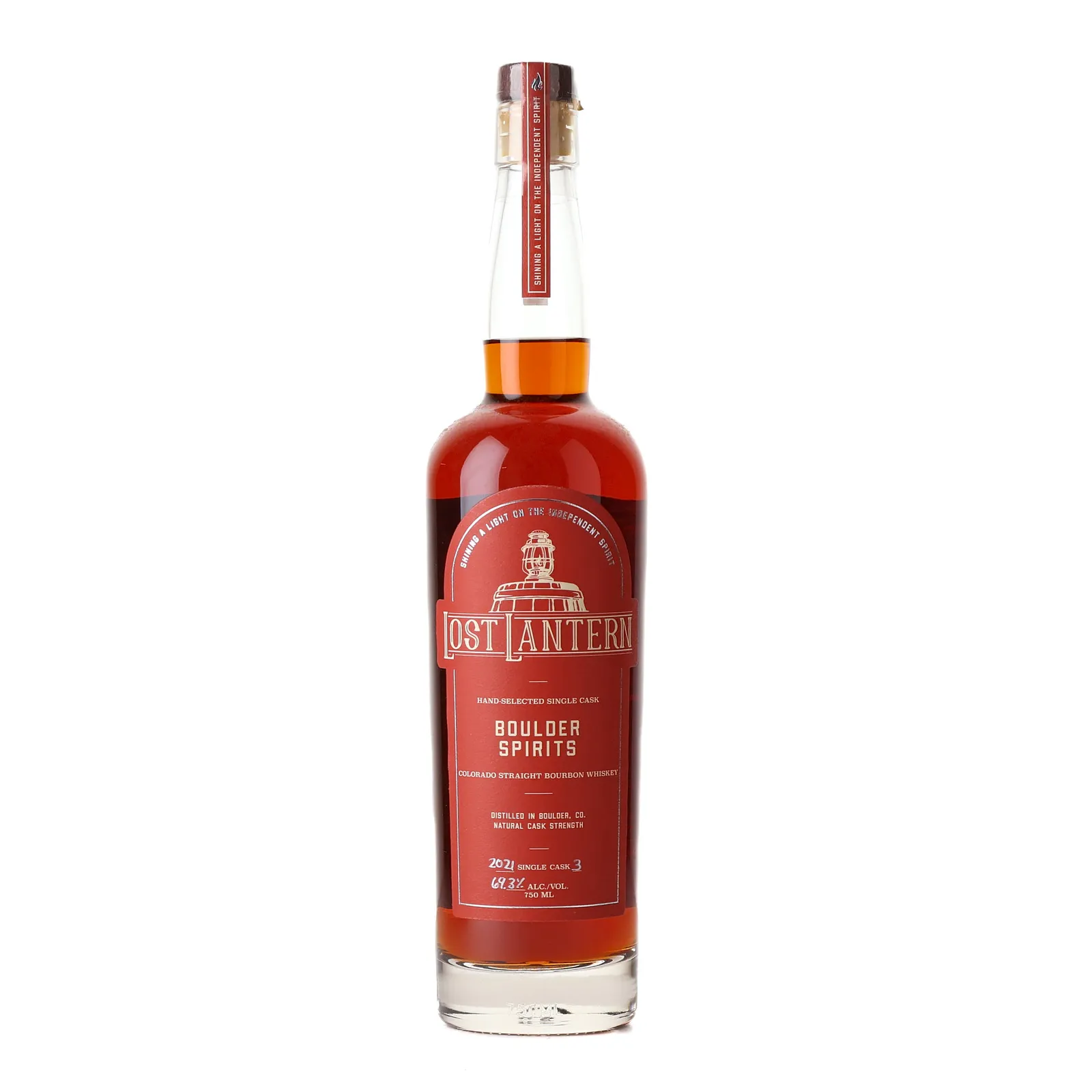 Boulder Spirits Colorado Straight Bourbon Whiskey 5 Year Old, New American Oak Cask, Cask #3, 2021, Lost Lantern, 69.3% whisky bottle