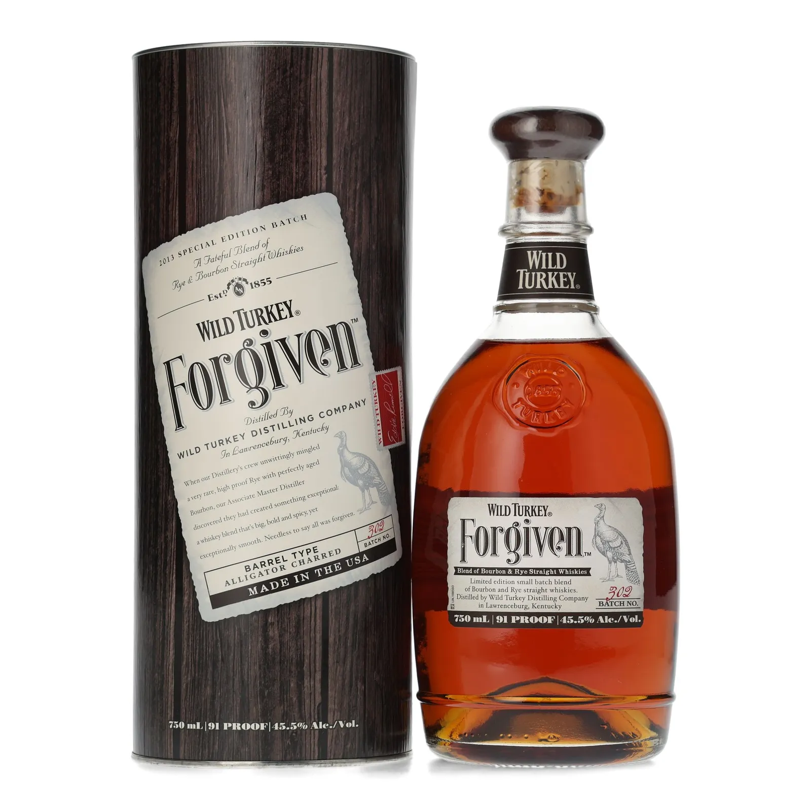 Wild Turkey Forgiven, Batch No. 302, 2013, 45.5% whisky bottle