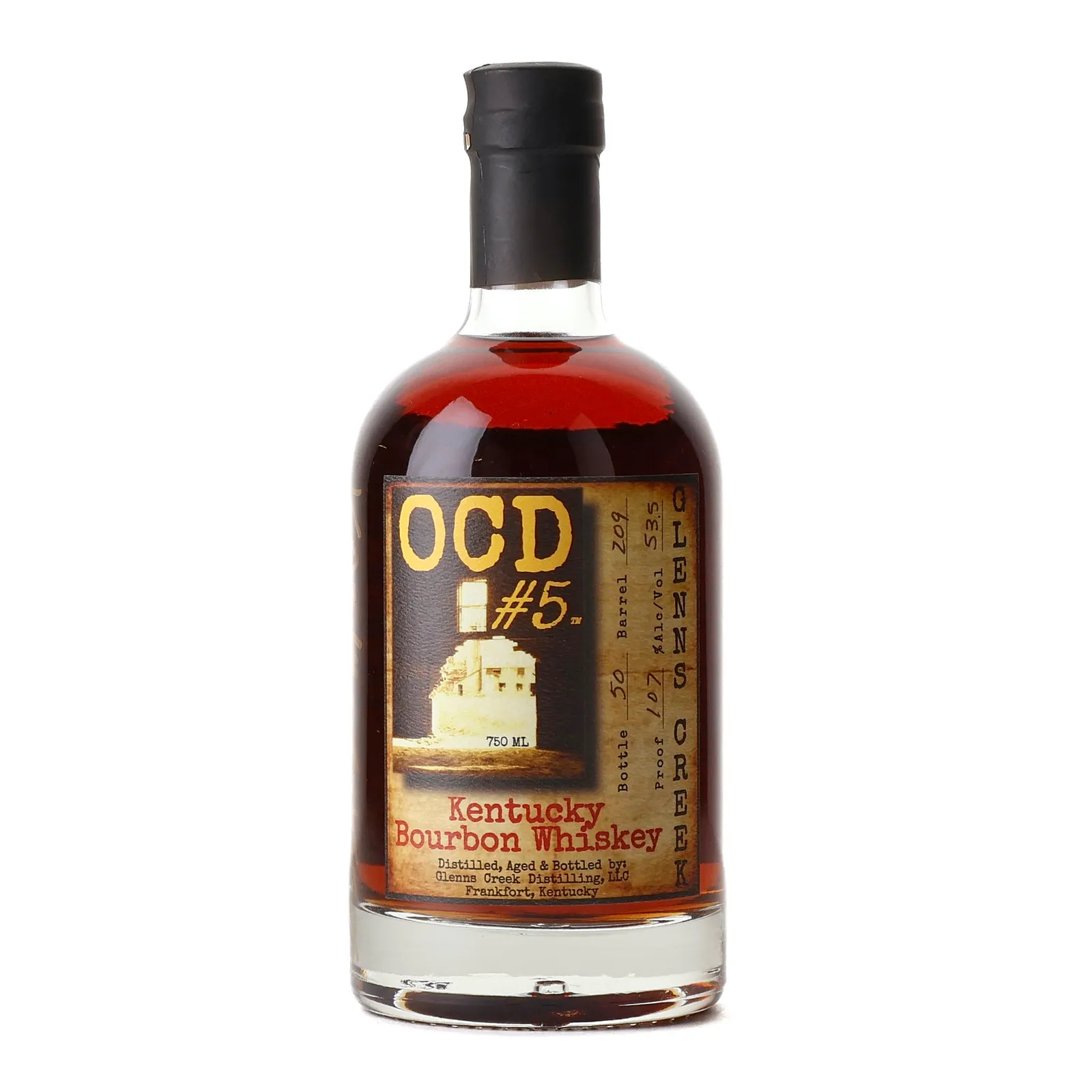 Glenns Creek OCD #5 Bourbon 2 Year Old, New Charred American White Oak Cask, Cask #209, 53.5% whisky bottle