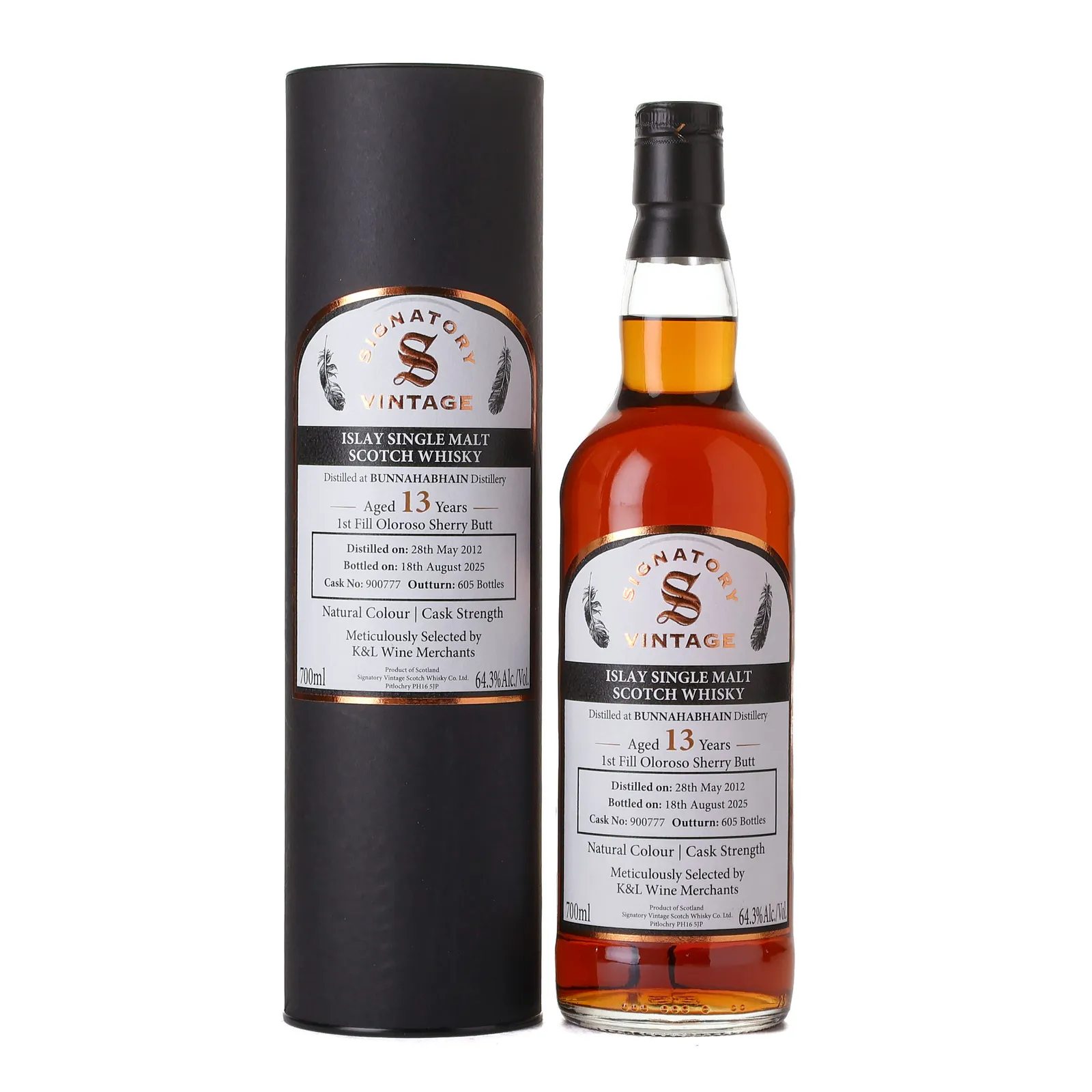 Bunnahabhain 13 Year Old, Sherry Cask, Cask #900777, 2012, Signatory Vintage, 64.3% whisky bottle