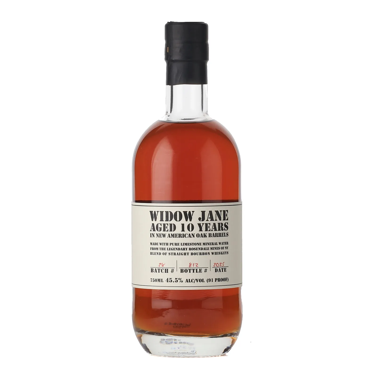 Widow Jane 10 Year Blended Bourbon 10 Year Old, American Oak Cask, 2025, 45.5% whisky bottle