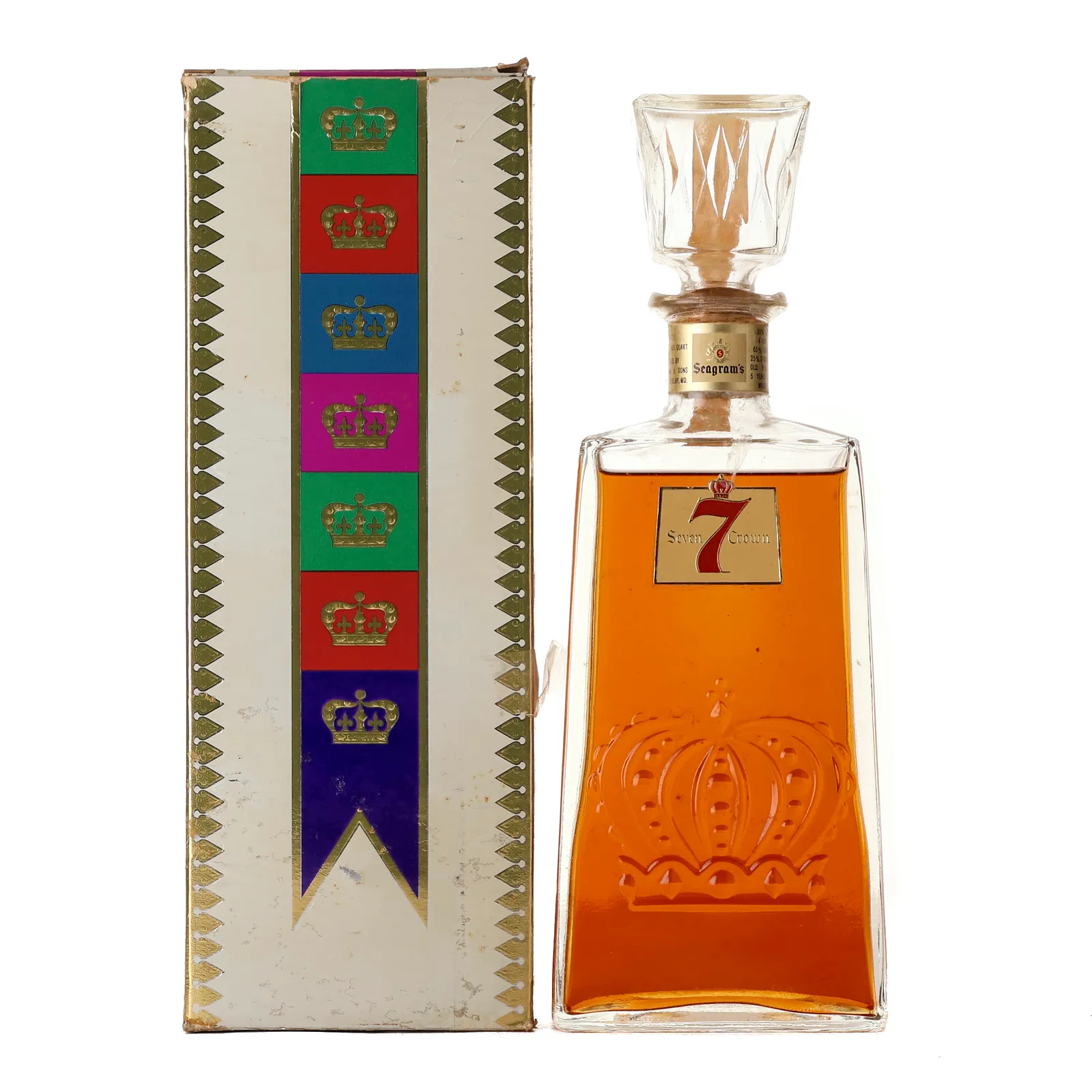 Seagram's Seven Crown Blended American Whiskey Decanter, 43% whisky bottle