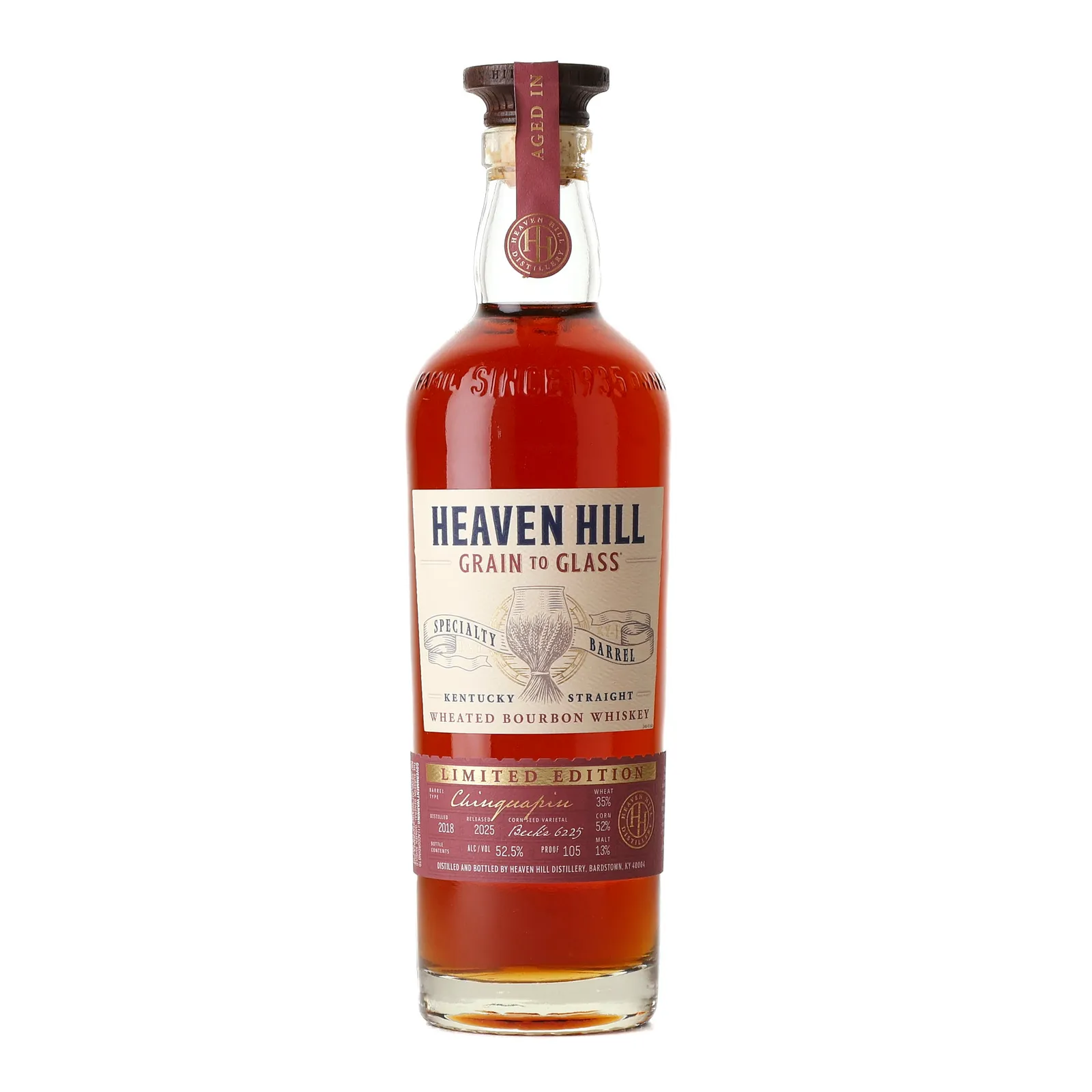 Heaven Hill Grain to Glass Specialty Barrel Series Wheated Bourbon 7 Year Old, Chinquapin Cask, 2025, 52.5% whisky bottle
