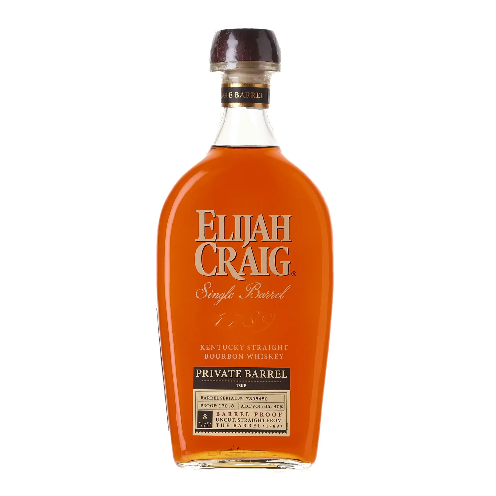 Elijah Craig Private Barrel T8KE 8 Year Old, Cask #7298480, 65.4% whisky bottle
