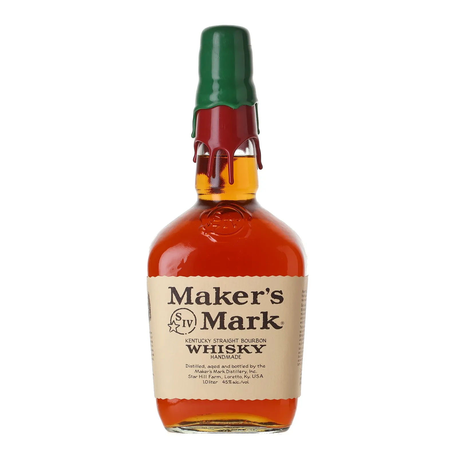 Maker's Mark Bourbon, 45%, 1L whisky bottle