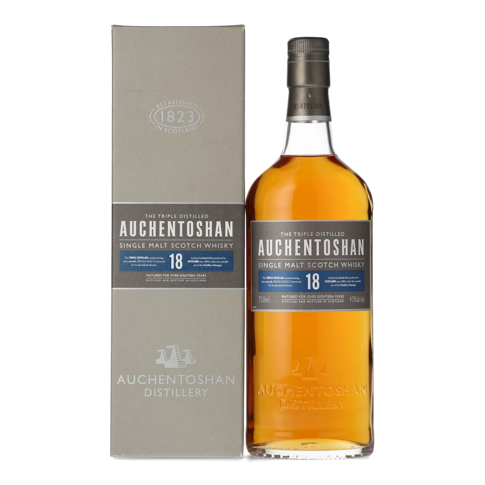 Auchentoshan 18 Year Old, Bourbon Cask, 43% whisky bottle