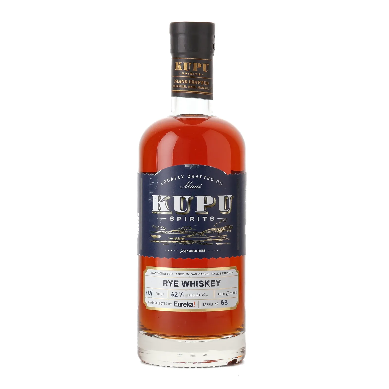 Kupu Spirits Cask Strength Rye Eureka! Private Barrel Selection 6 Year Old, Cask #83, 62% whisky bottle