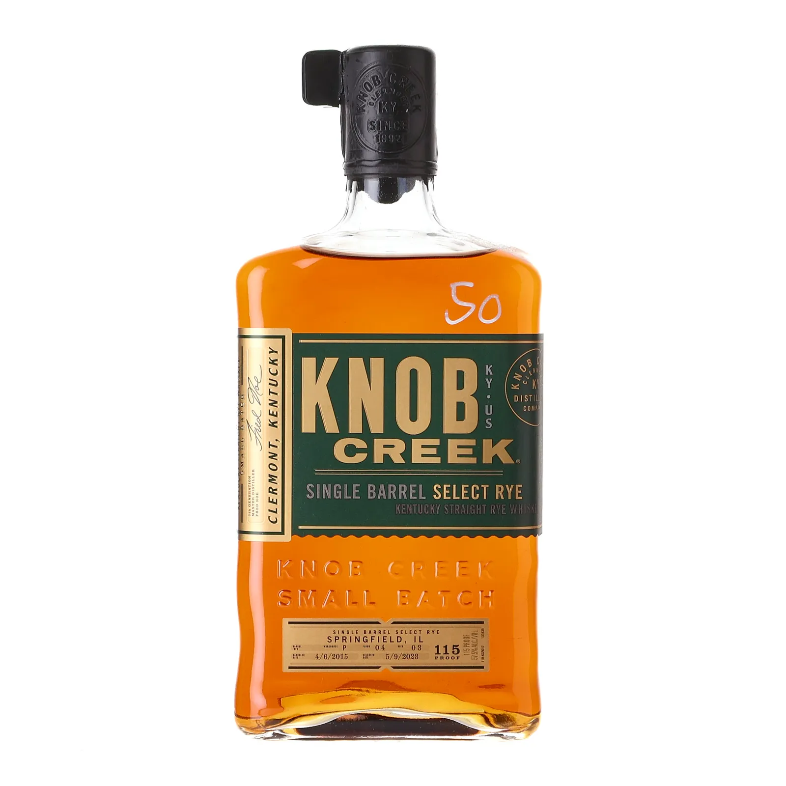 Knob Creek Rye 'Springfield' Private Barrel Selection 8 Year Old, 2023, 57.5% whisky bottle