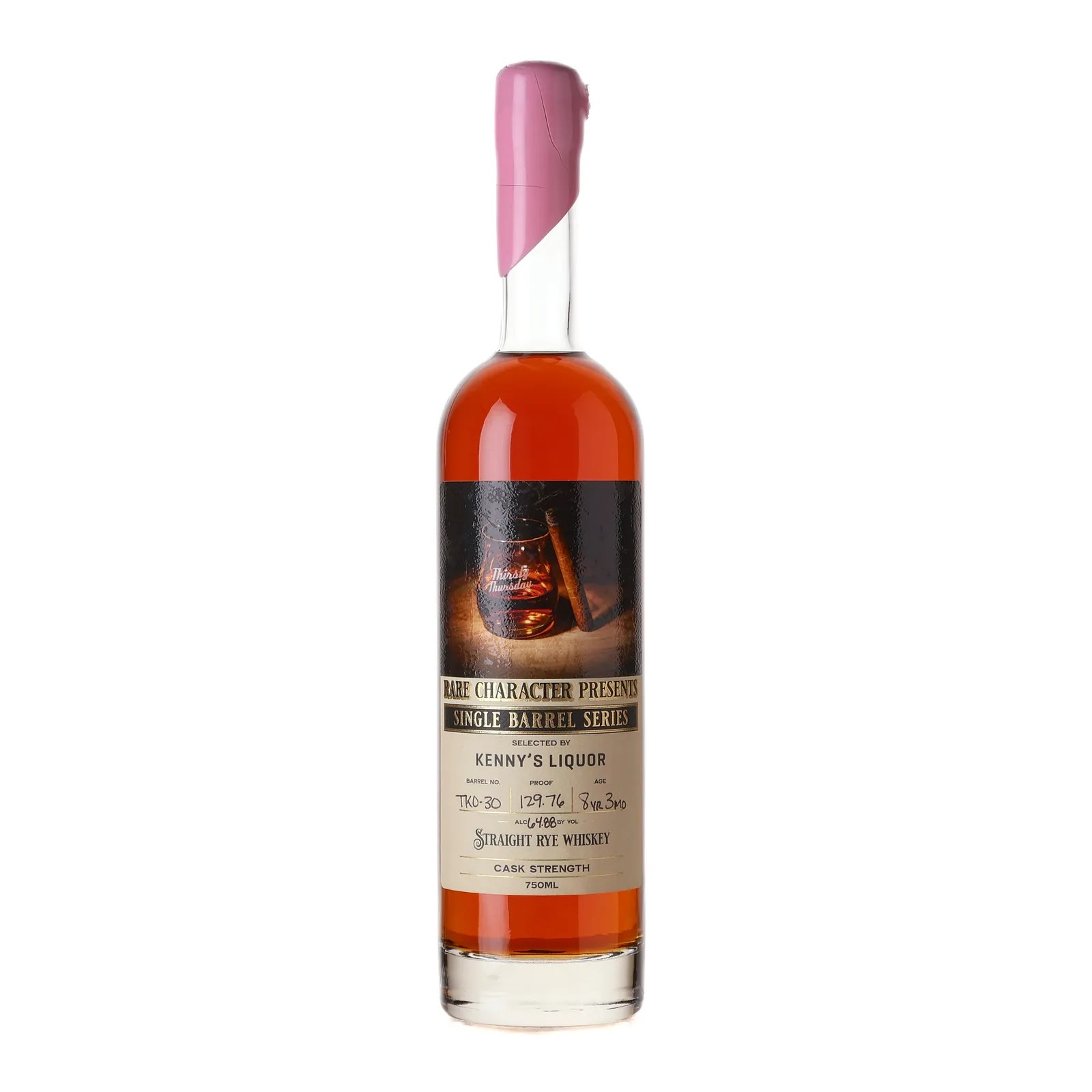 Rare Character Single Barrel Series TKO Rye Kenny's Liquor Private Barrel Selection 8 Year Old, Oak Cask, Cask #TKO-30, 2015, Rare Character, 64.9% whisky bottle