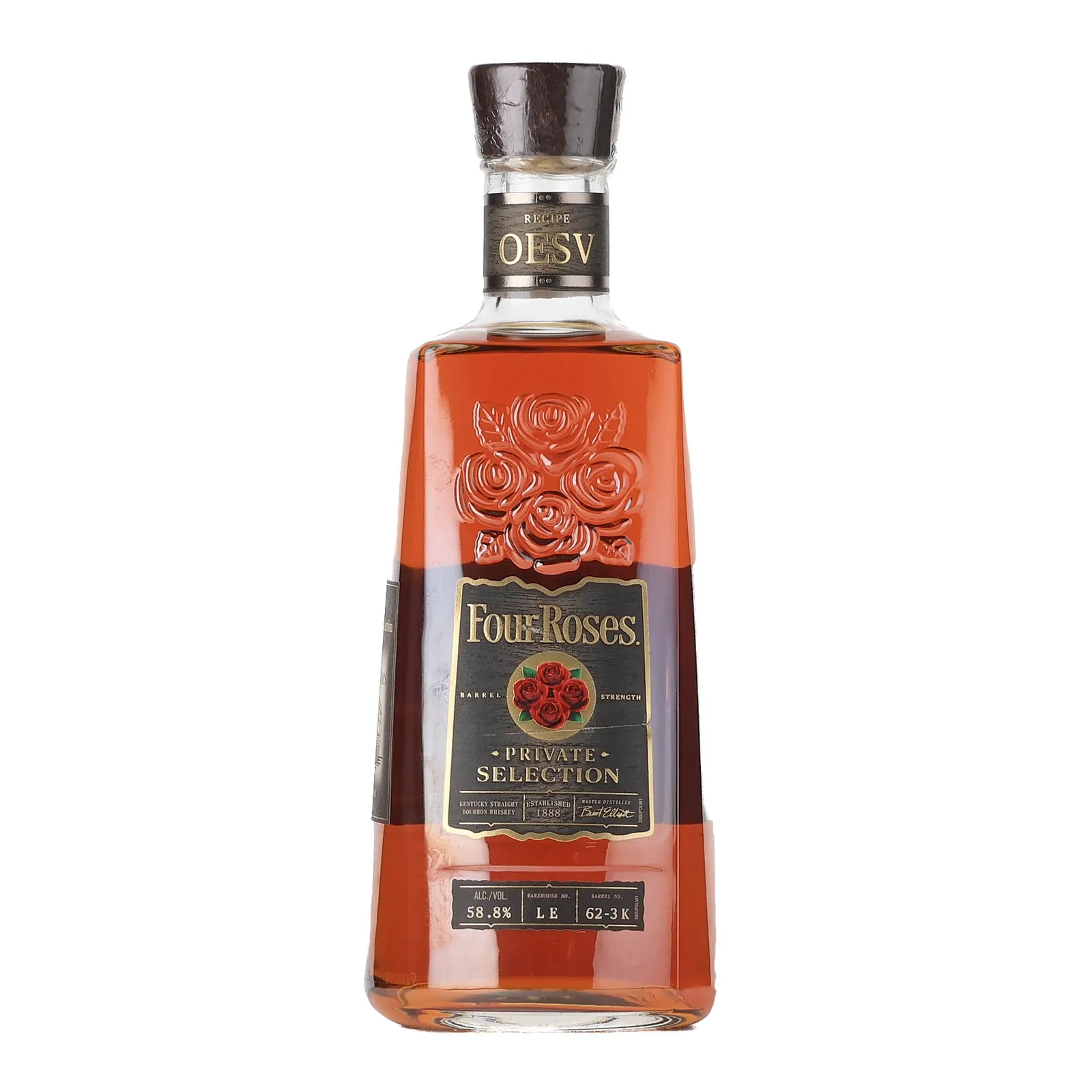 Four Roses Barrel Strength OESV Private Barrel Selection 9 Year Old, New Charred Oak Cask, Batch No. LE 62-3K (Tier 3), 2026, 58.8% whisky bottle