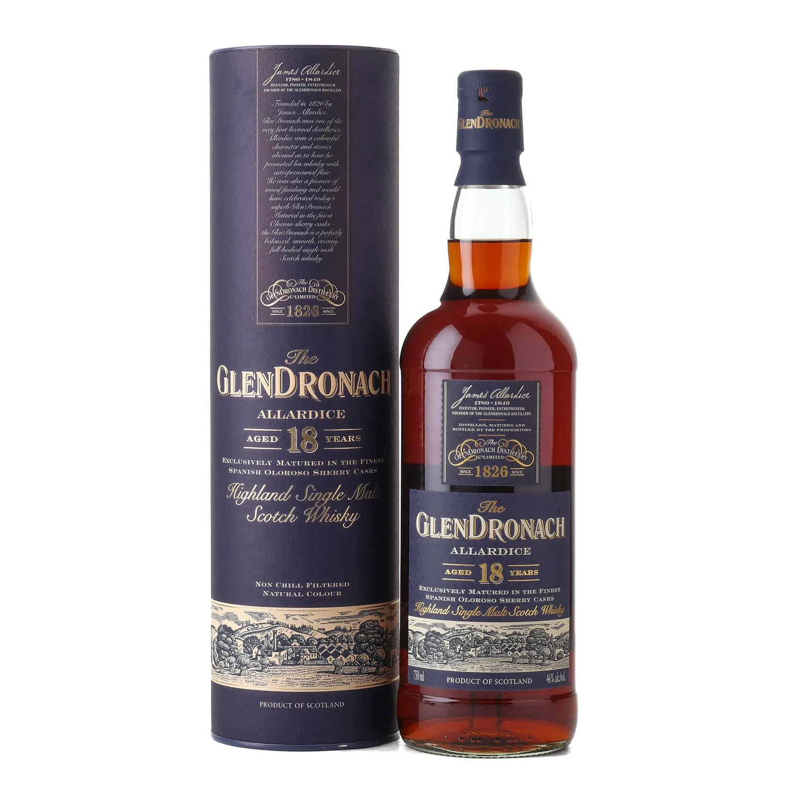 GlenDronach Allardice 18 Year Old, Oloroso Sherry Cask, 2016, 46% whisky bottle