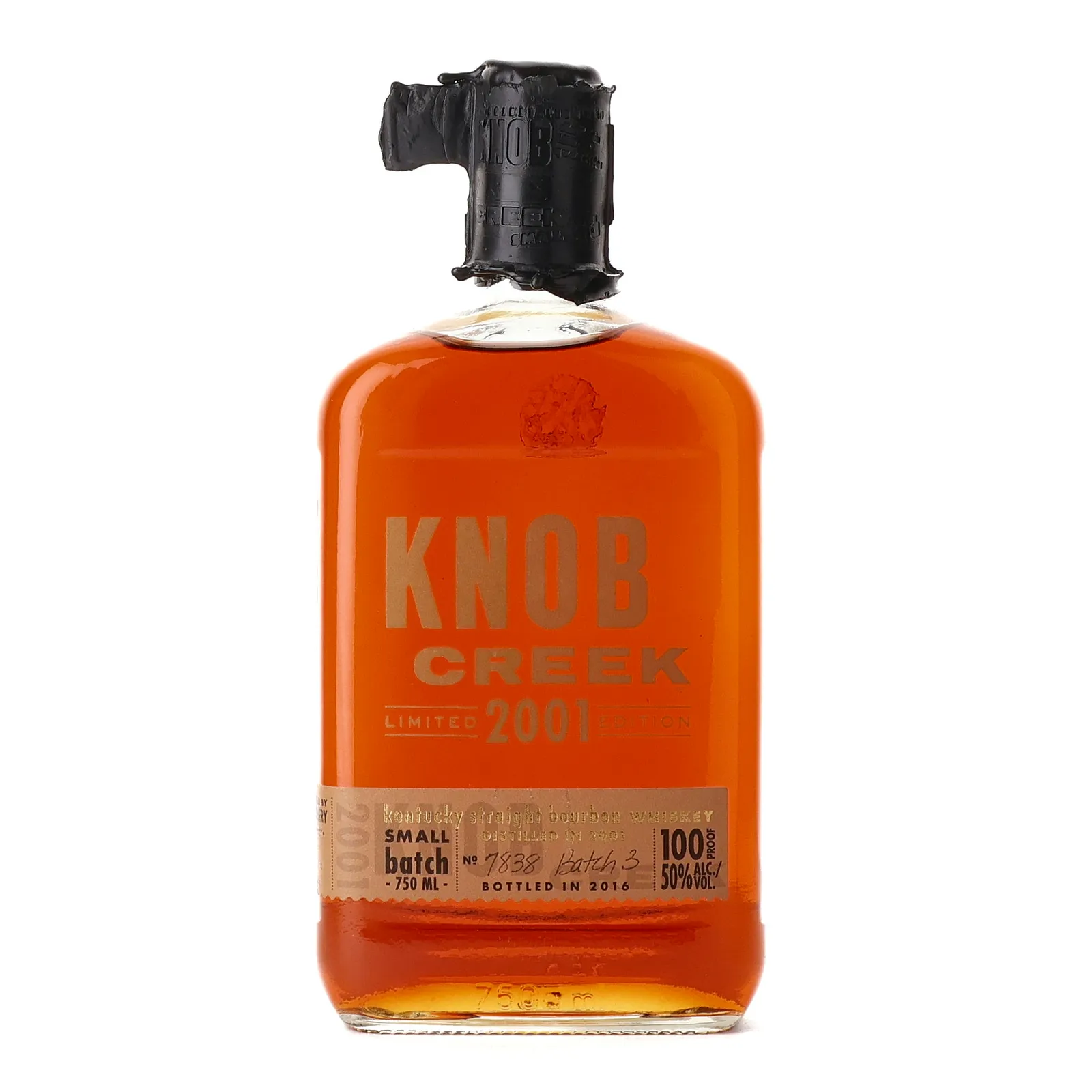 Knob Creek 2001 Limited Edition Small Batch Bourbon, Batch 1 14 Year Old, New Charred Oak Cask, 2016, 50% whisky bottle
