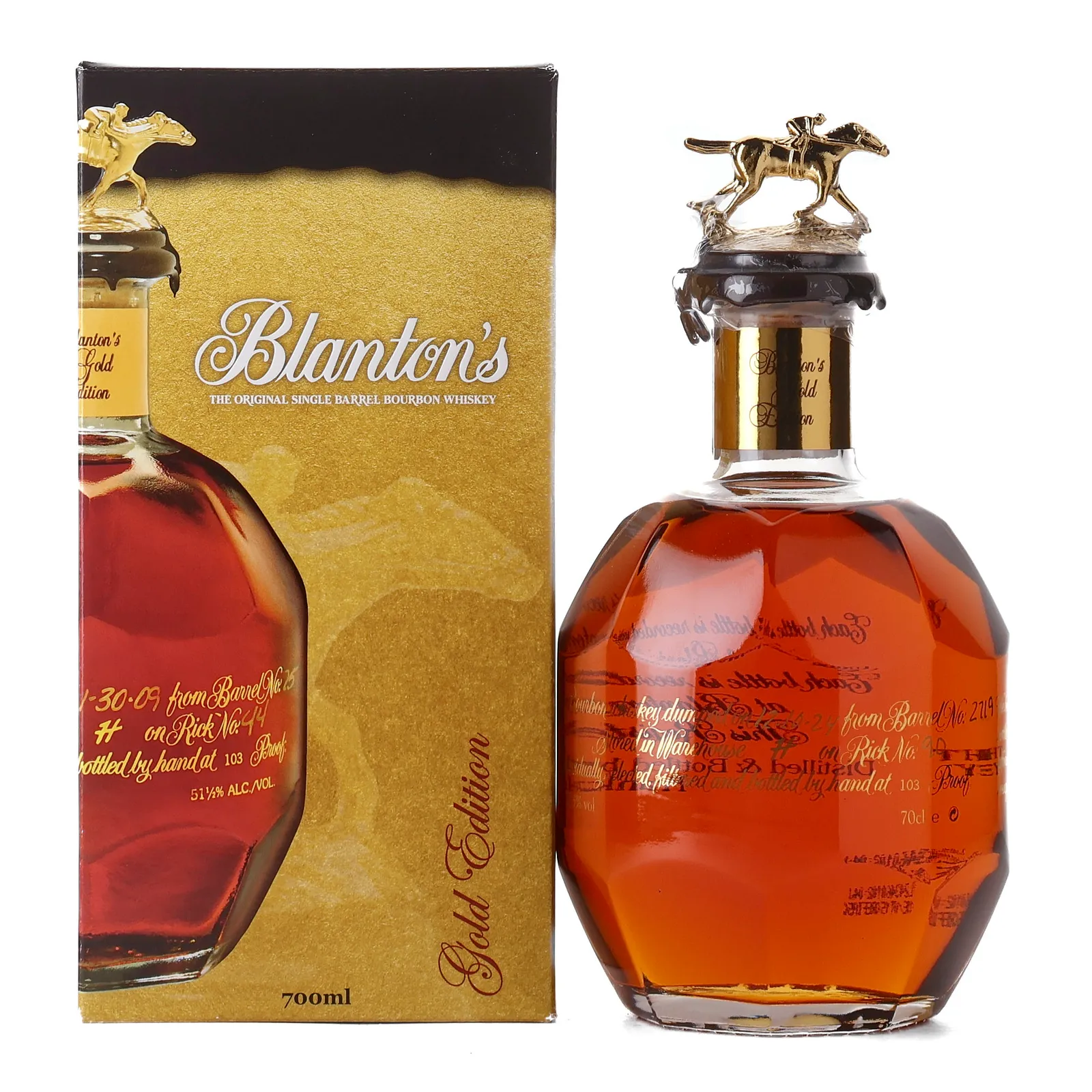 Blanton's Gold Edition Single Barrel Bourbon, New Charred American Oak Cask, Cask #2719, Batch Letter A, 2019, 51.5% whisky bottle