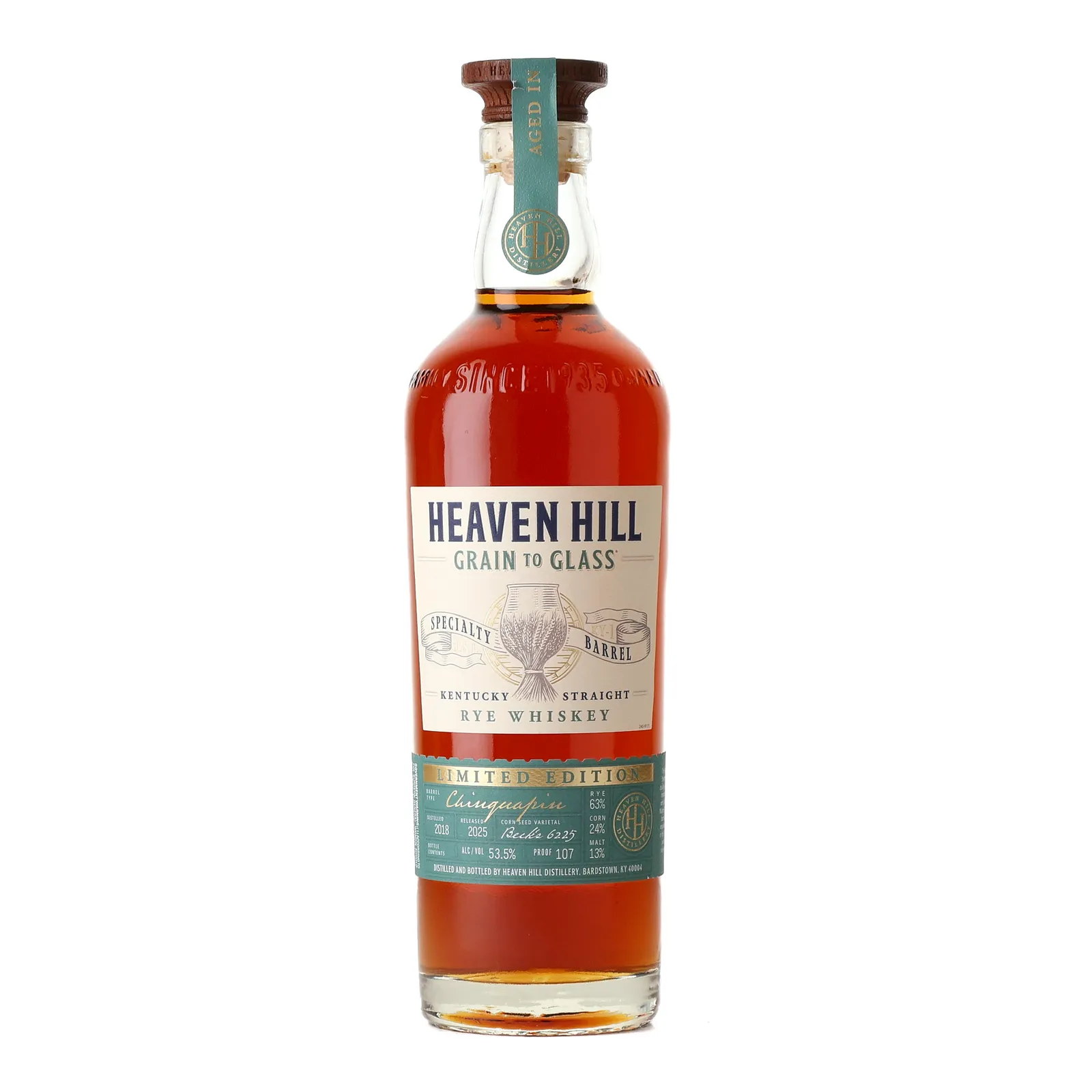 Heaven Hill Grain to Glass Chinquapin Specialty Barrel 6 Year Old, Chinquapin Oak Cask, 2018, 2025, 53.5% whisky bottle