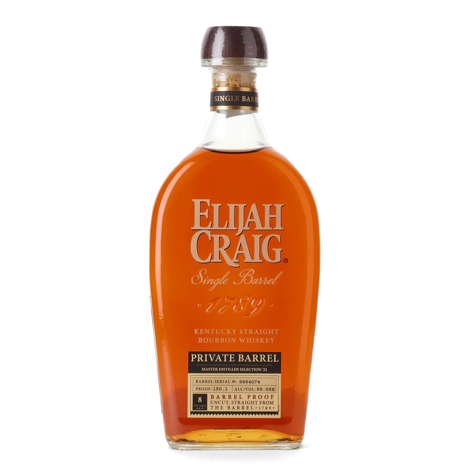 Elijah Craig Master Distiller Selection 8 Year Old, New Charred Oak Cask, Cask #6664074, Master Distiller Selection '22, 65.05% whisky bottle