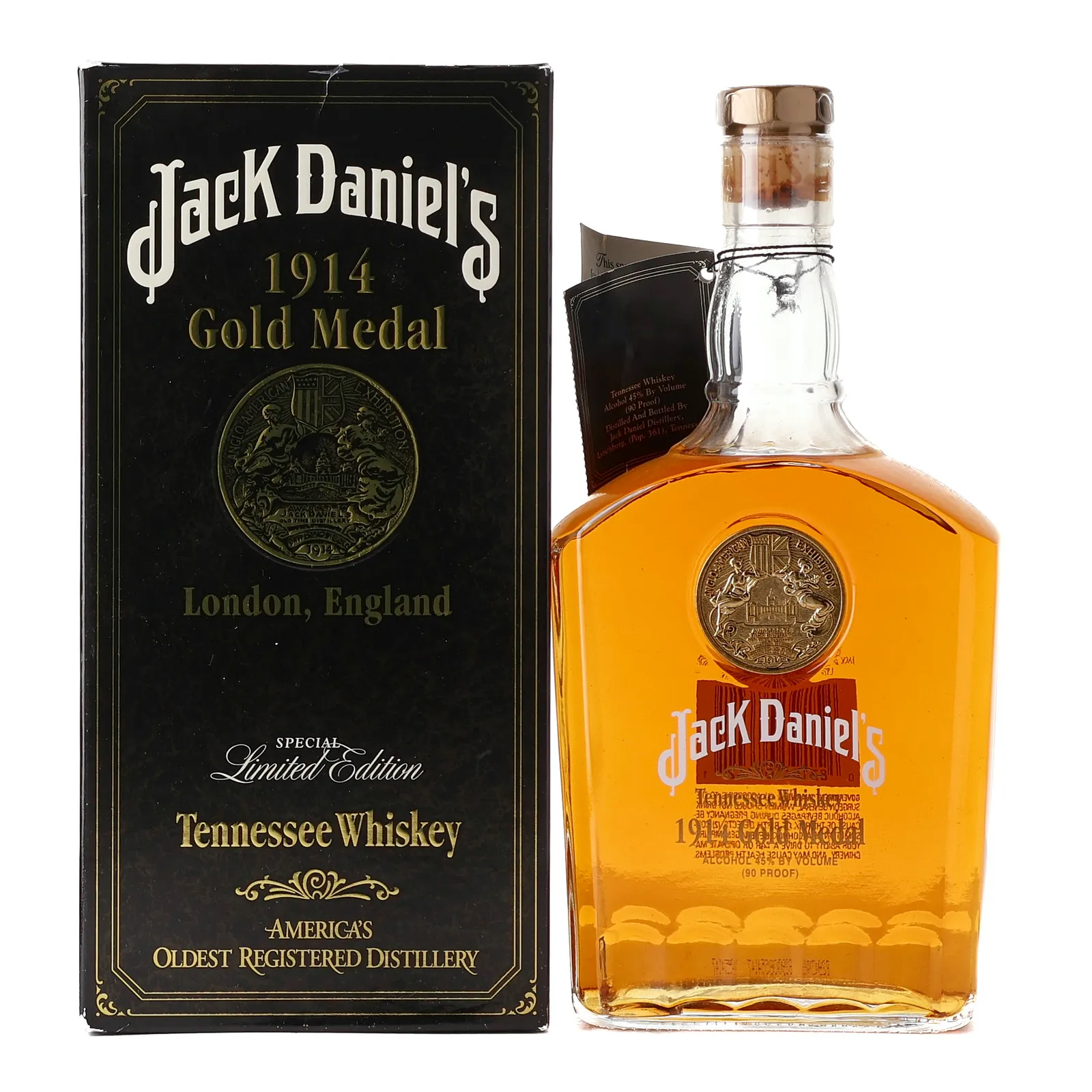 Jack Daniel's 1914 London England Gold Medal, 2001, 45% whisky bottle