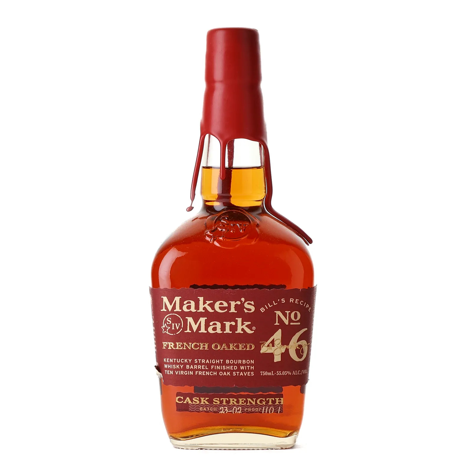 Maker's Mark No. 46 French Oaked Cask Strength Bourbon, French Oak Cask, Batch No. 23-02, 55.05% whisky bottle