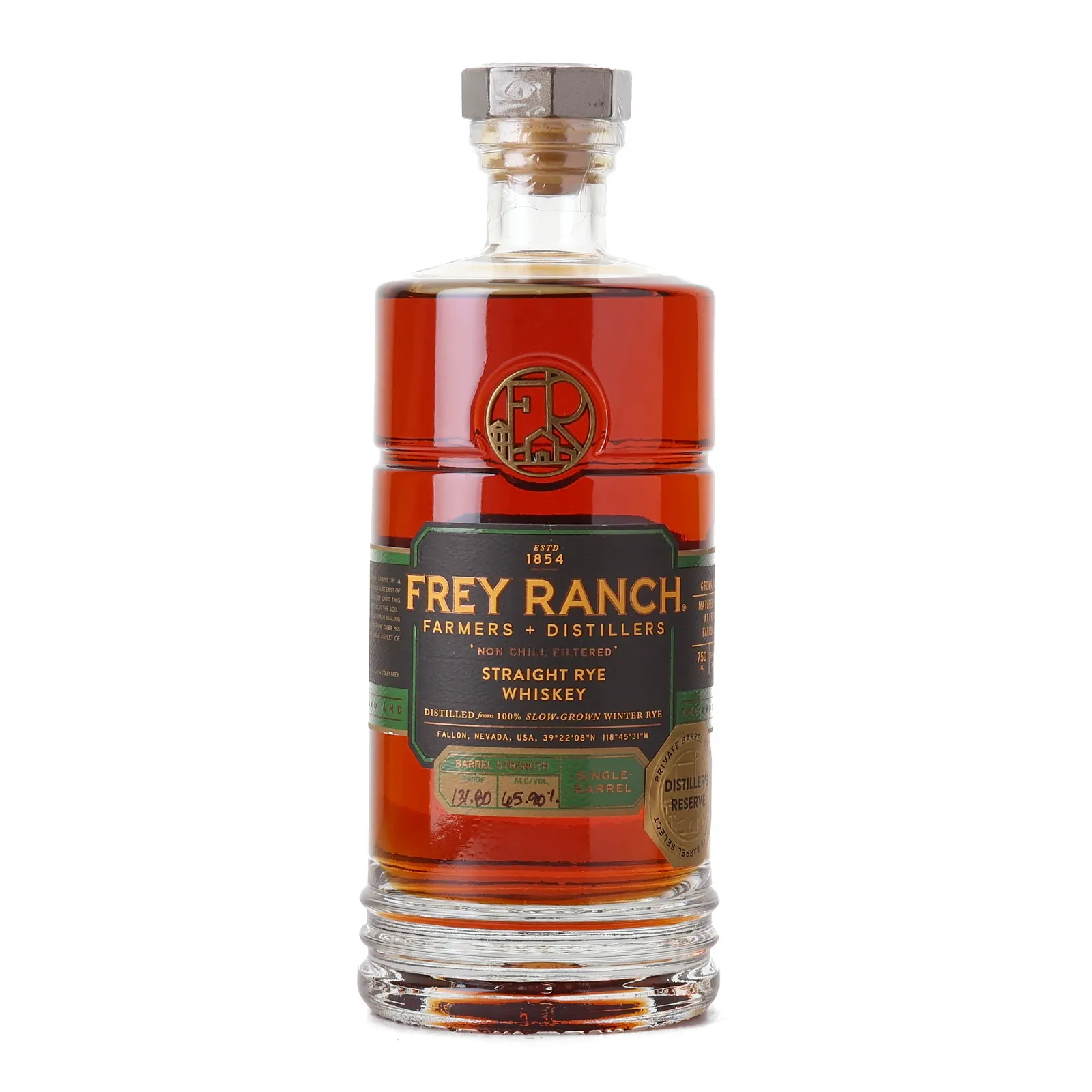 Frey Ranch Farmers + Distillers Rye Distiller’s Reserve Private Barrel Selection, 65.9% whisky bottle
