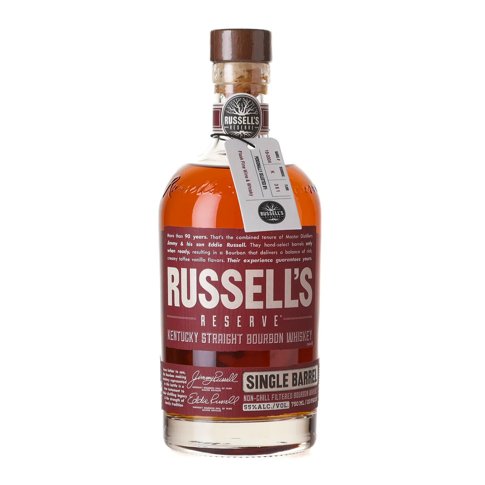 Russell's Reserve Single Barrel Bourbon, Cask #18-0004, 2018, 55% whisky bottle