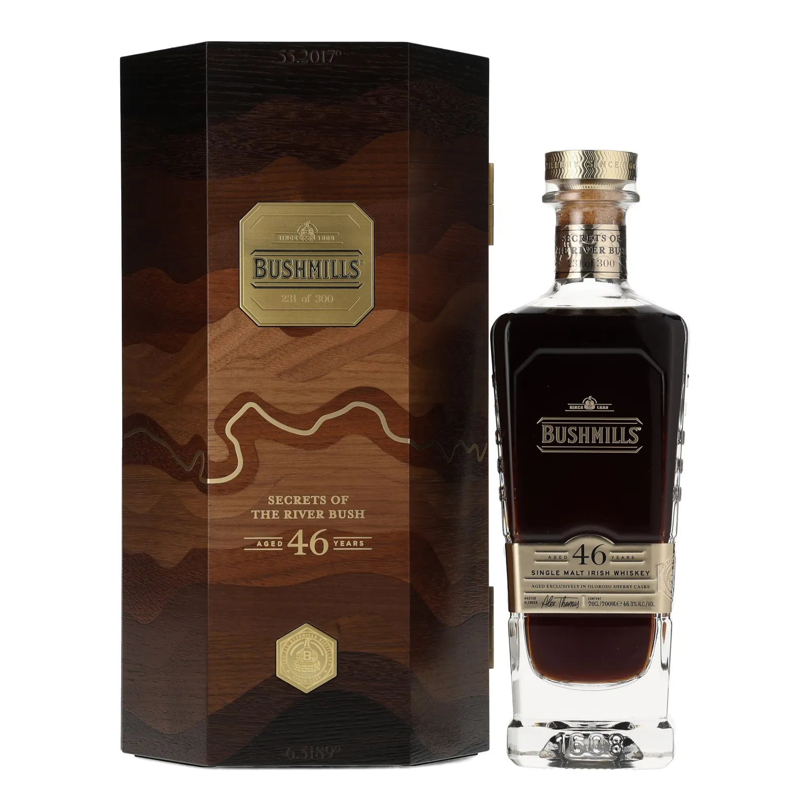 Bushmills Secrets of the River Bush 46 Year Old, Oloroso Sherry Cask, 1978, 46.3% whisky bottle