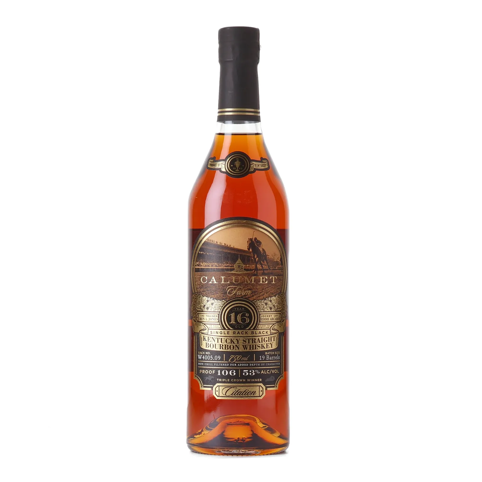 Calumet Farm 16 Year 'Single Rack Black' Bourbon, Bourbon Cask, 2022, 53% whisky bottle