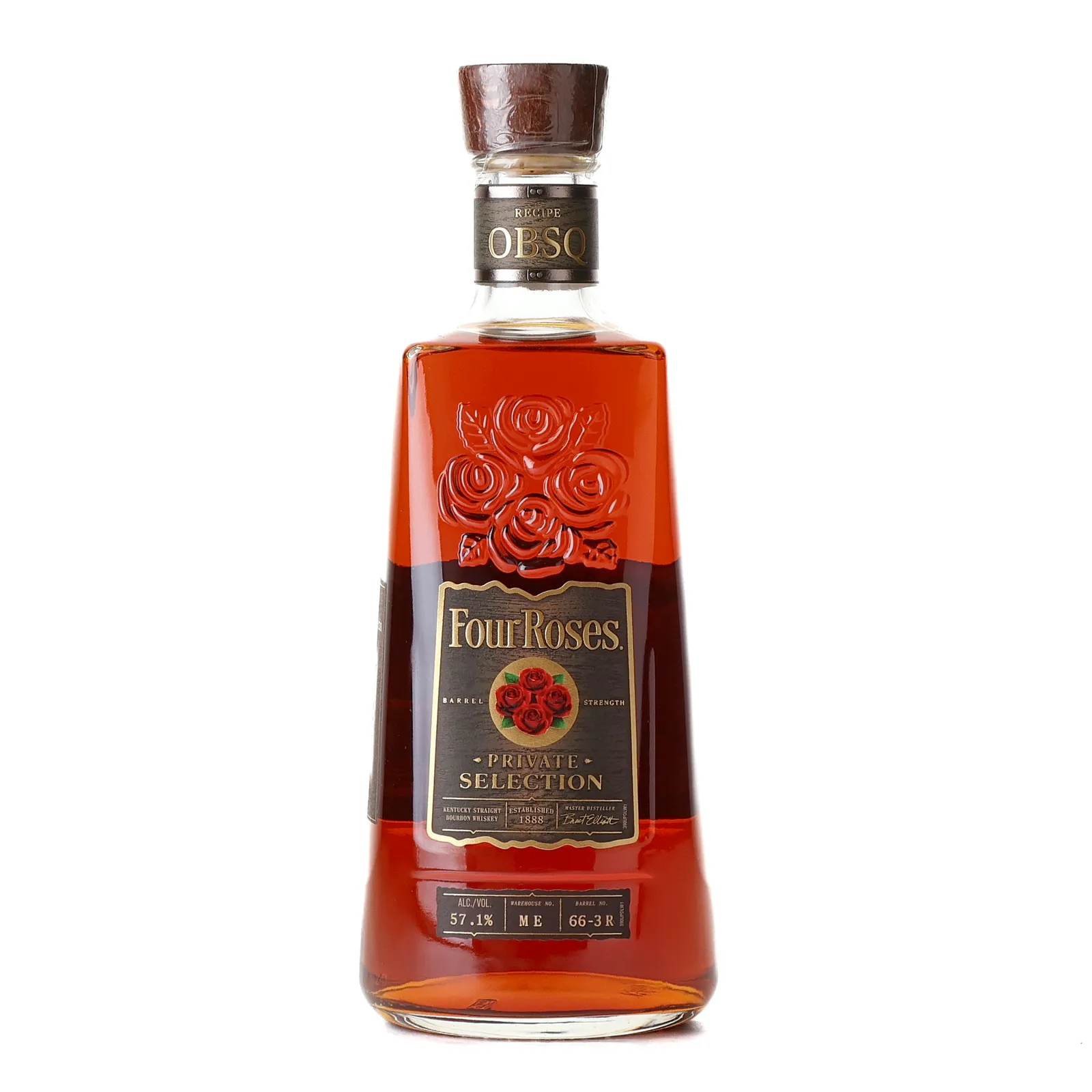 Four Roses Barrel Strength Private Selection OBSQ Mother's Day 14 Year Old, New Charred Oak Cask, Cask #66-3Q, ME 66-3Q, 2026, 57.1% whisky bottle