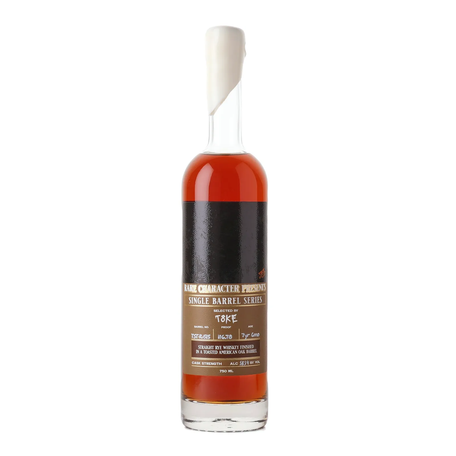 Rare Character Single Barrel Series Toasted Rye Selected by t8ke 7 Year Old, Toasted American Oak Cask, Cask #TST-R-515, Rare Character, 58.39% whisky bottle