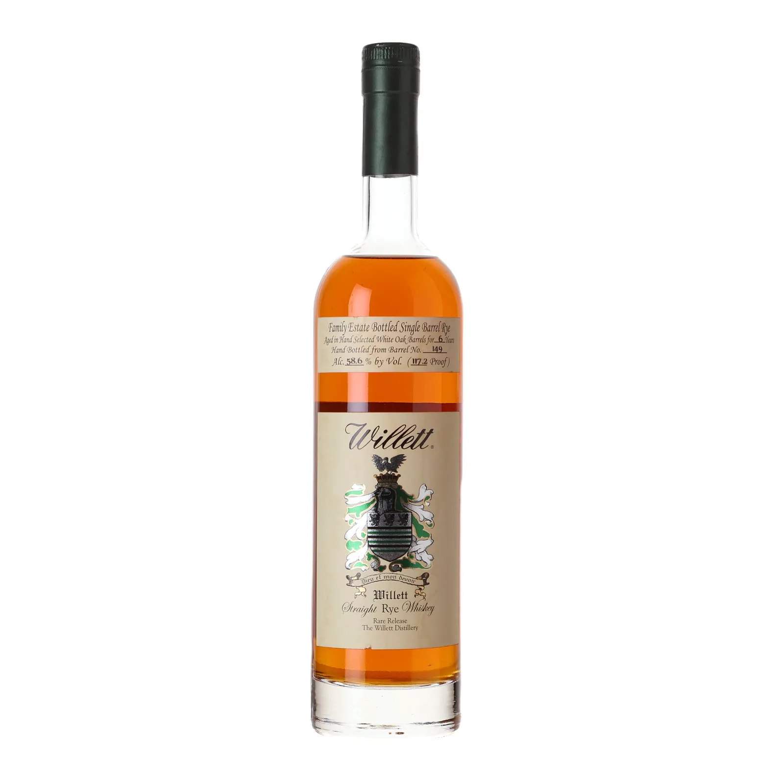 Willett Family Estate Bottled Single Barrel Rye 6 Year Old, Cask #149, 58.6% whisky bottle