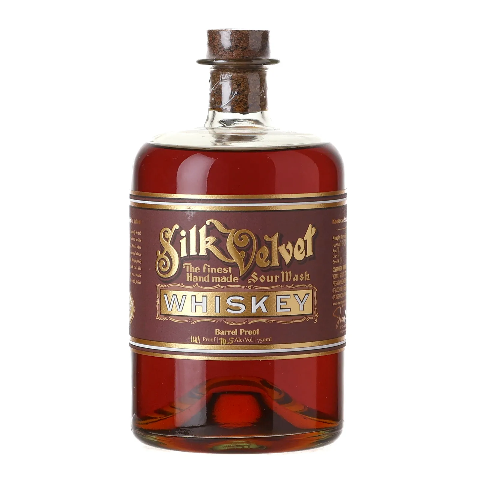 Silk Velvet Barrel Proof Sour Mash Bourbon 7 Year Old, Bourbon Cask, Cask #161, 70.5% whisky bottle