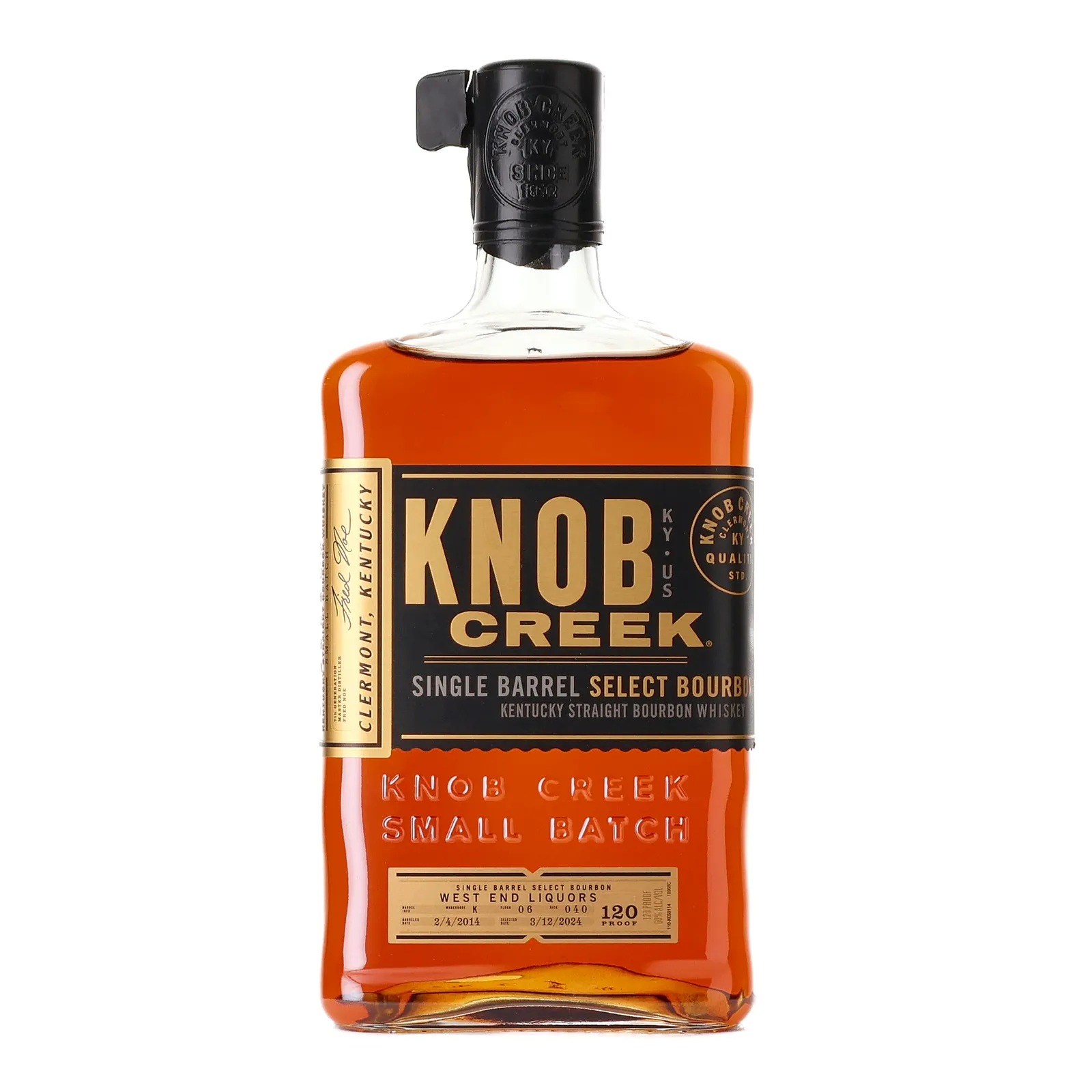 Knob Creek Single Barrel Select Bourbon West End Liquors 10 Year Old, Bourbon Cask, 2024, 60% whisky bottle