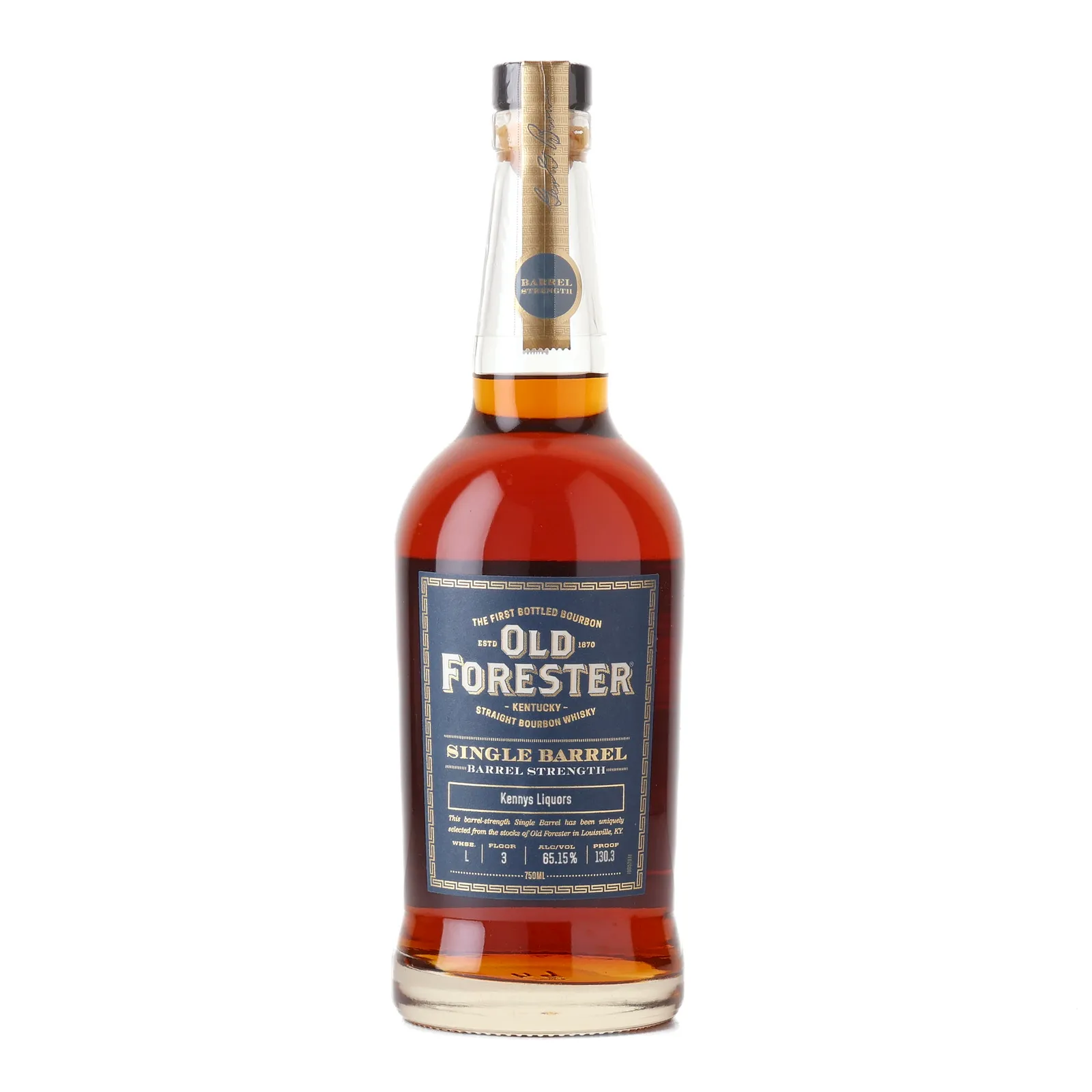 Old Forester Single Barrel Barrel Strength, Kenny's Liquors, 65.15% whisky bottle
