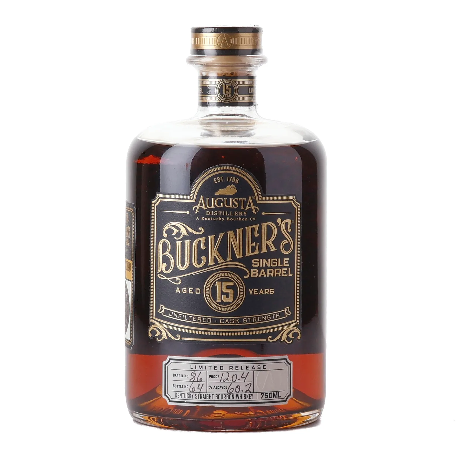 Augusta Distillery Buckner's Single Barrel 15 Year Old, Cask #86, 2023, 60.2% whisky bottle