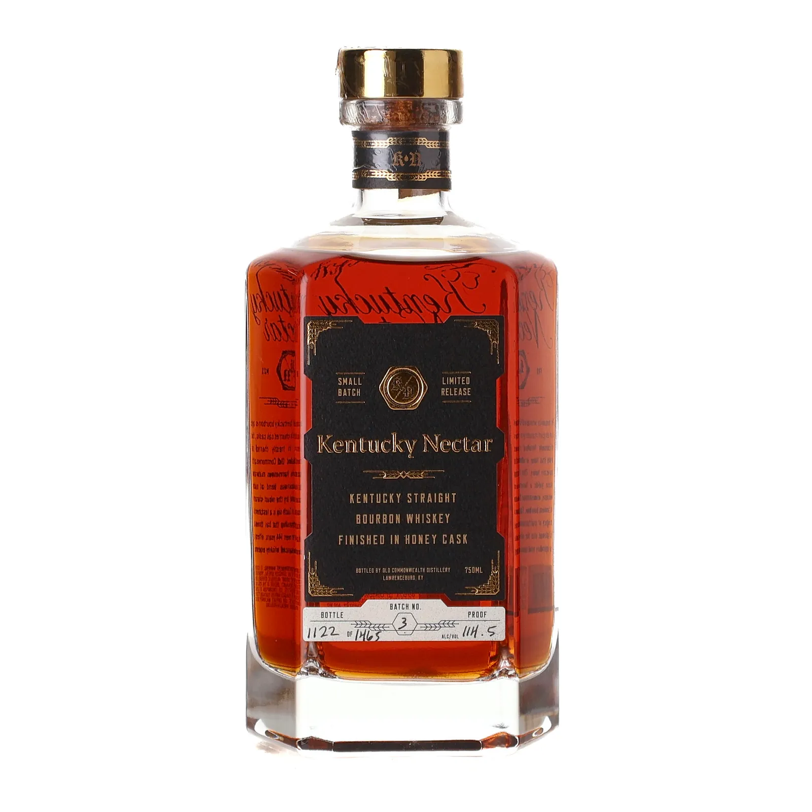Kentucky Nectar Straight Bourbon Finished in Honey Cask, New Charred Oak & Honey Cask, Batch No. 3, 2025, 57.25% whisky bottle