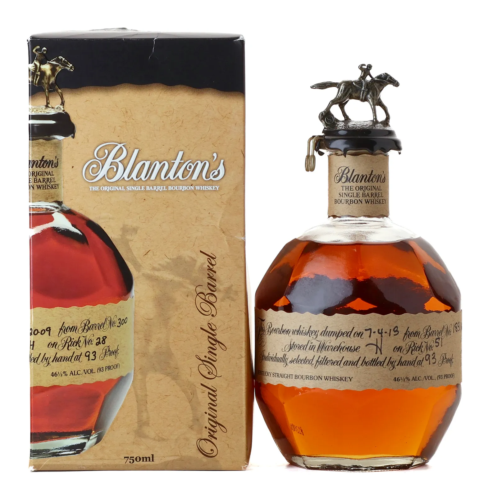 Blanton's The Original Single Barrel, Cask #1837, 2013, 46.5% whisky bottle