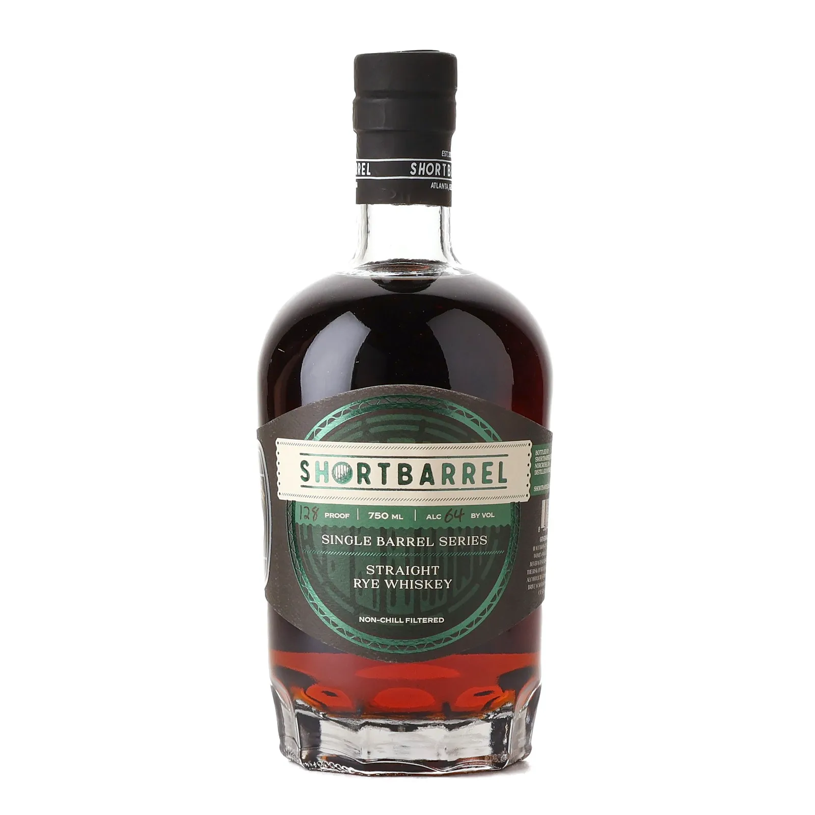 Shortbarrel 12 Year Old Rye Whiskey, Cork & Keg Private Barrel Selection, 64% whisky bottle
