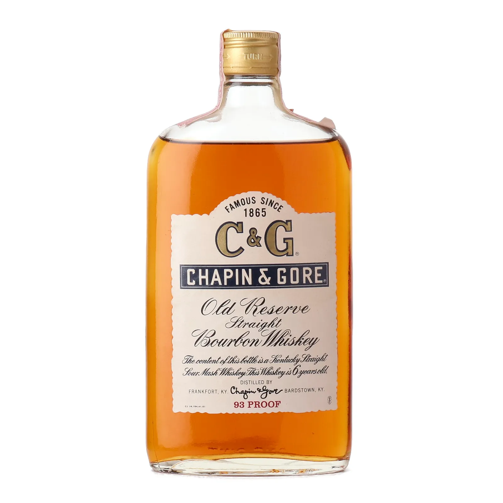 Chapin & Gore Old Reserve 6 Year Old, 93 Proof, 46.5% whisky bottle