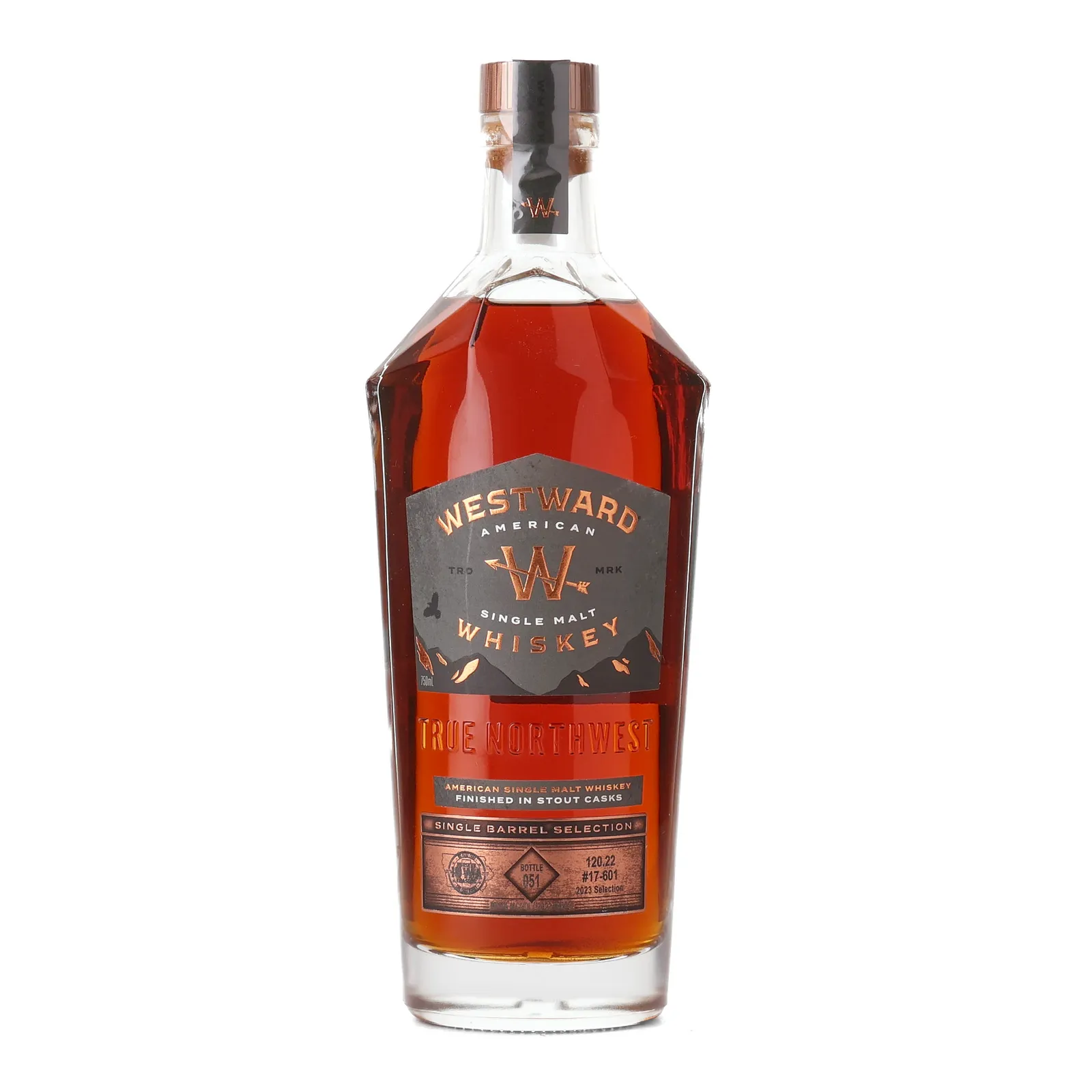 Westward Single Barrel Selection 'Whiskey Iowa', Stout Cask, Cask #17-601, 2023, 60.11% whisky bottle