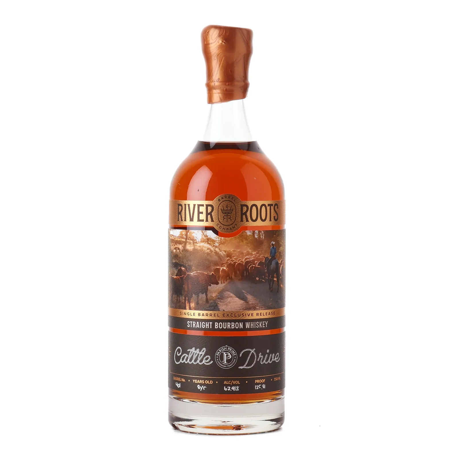 River Roots Cattle Drive 8 Year Old, Cask #401, 62.9% whisky bottle