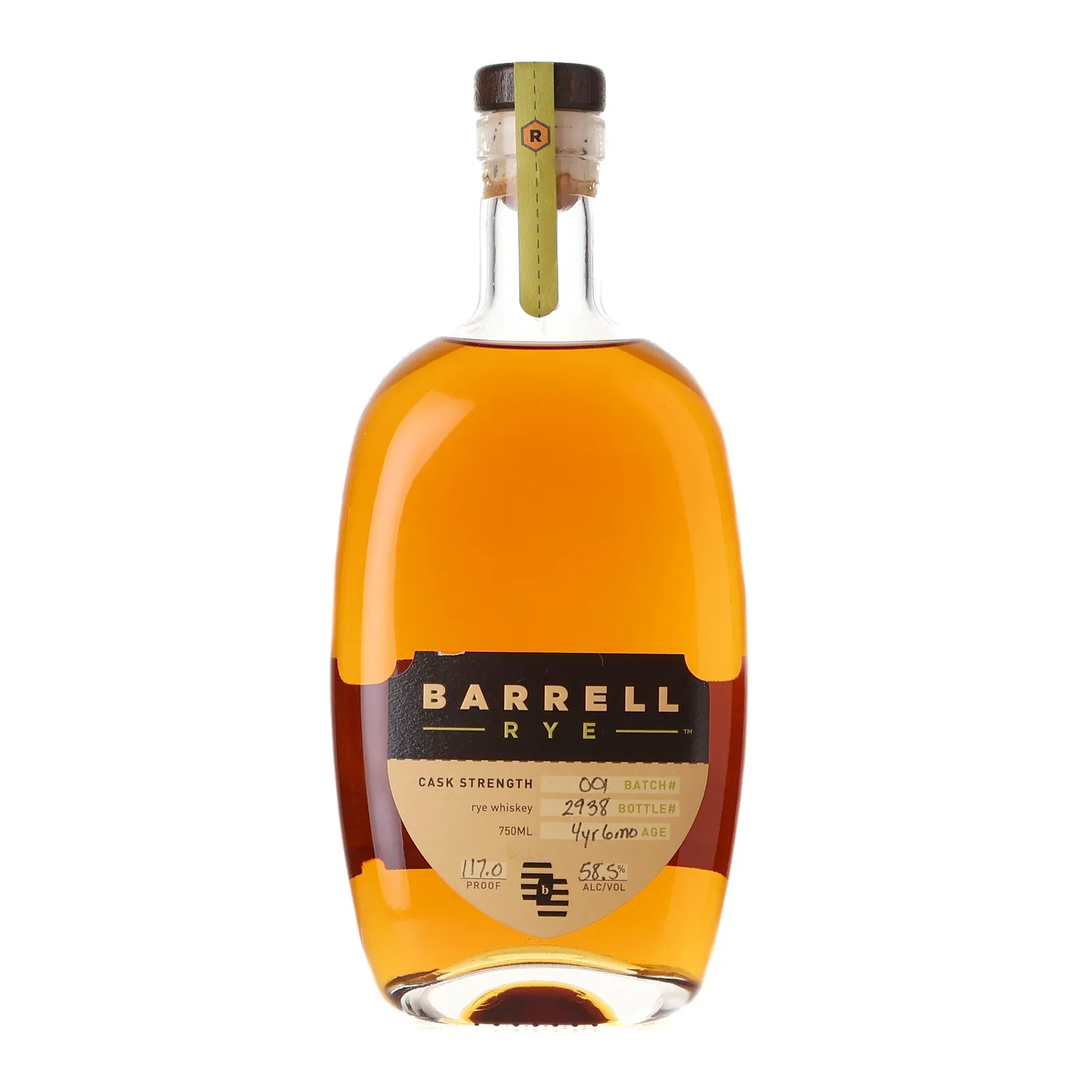 Barrell Craft Spirits Rye 4 Year Old, Batch No. 001, 2017, 58.5% whisky bottle