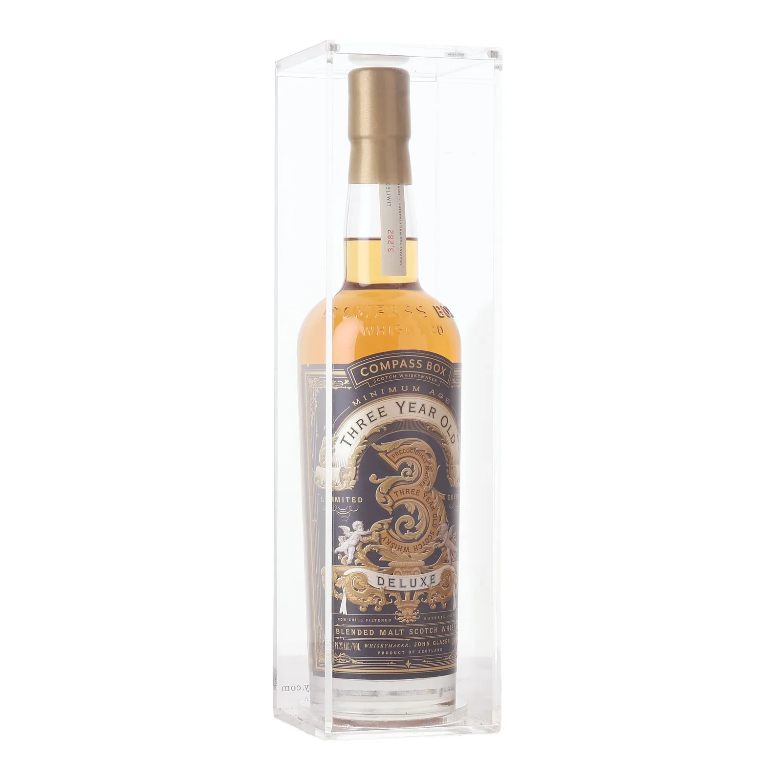 Compass Box 3 Year Old Deluxe 3 Year Old, American Oak Hogshead & Sherry Butt & Bourbon Barrel Cask, 2016, 49.2% whisky bottle