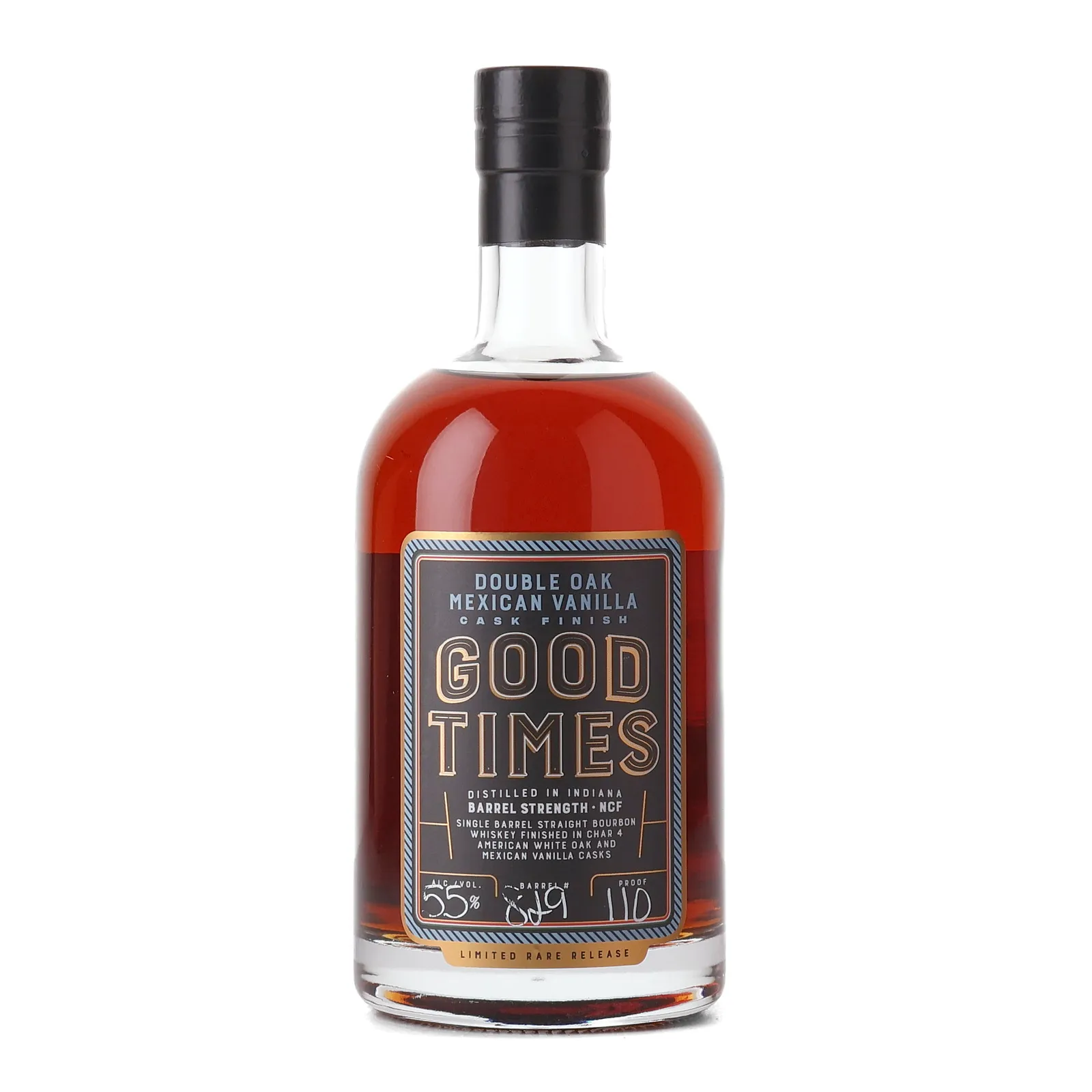 Good Times Double Oak Mexican Vanilla Barrel Strength Bourbon, Mexican Vanilla & Oak Cask, Cask #829, 55% whisky bottle