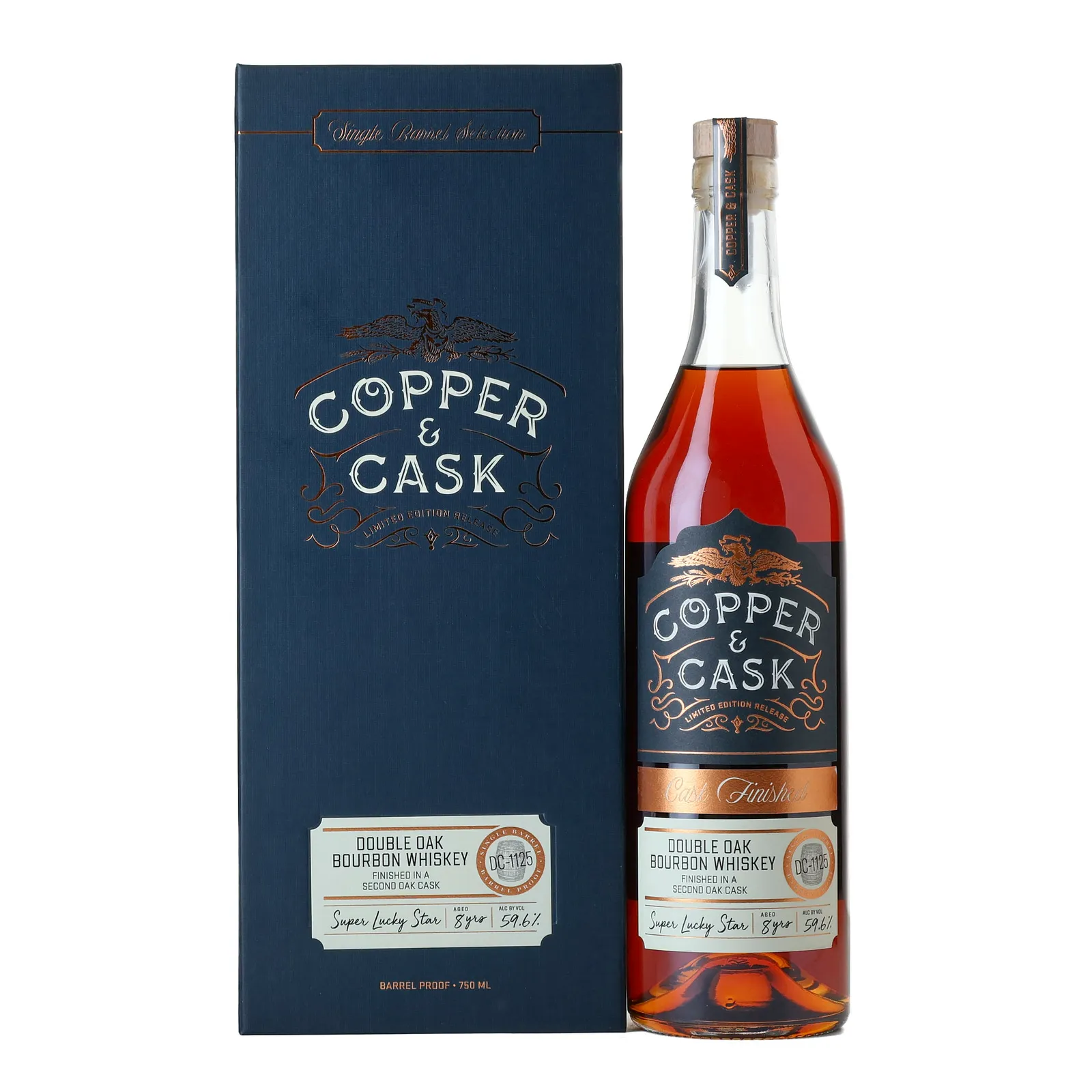 MGP Double Oak Bourbon Super Lucky Star Private Barrel Selection 8 Year Old, Oak Cask, Cask #DC-1125, 2016, Copper & Cask, 59.6% whisky bottle