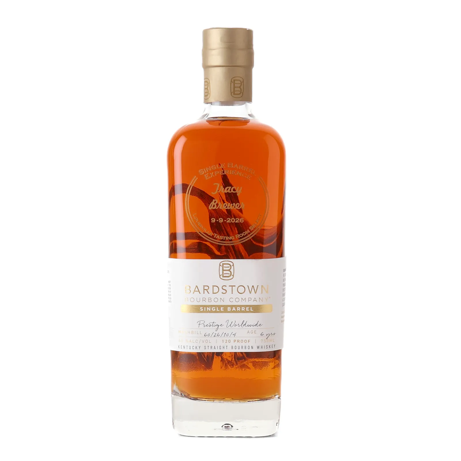 Bardstown Bourbon Company Single Barrel Prestige Worldwide 6 Year Old, 60% whisky bottle