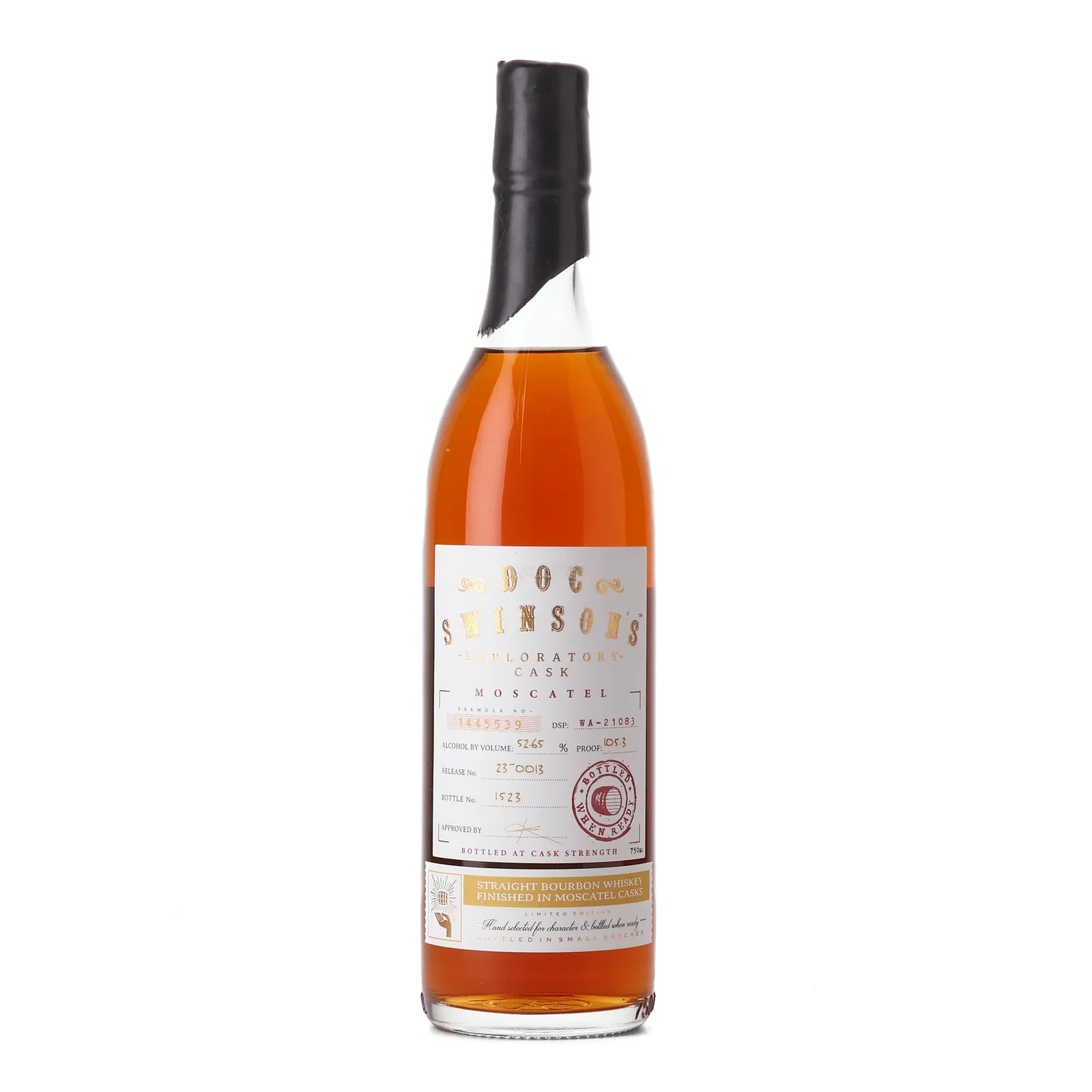 Doc Swinson's Exploratory Cask: Moscatel 5 Year Old, Moscatel Cask, Batch No. 23-0013, 52.6% whisky bottle