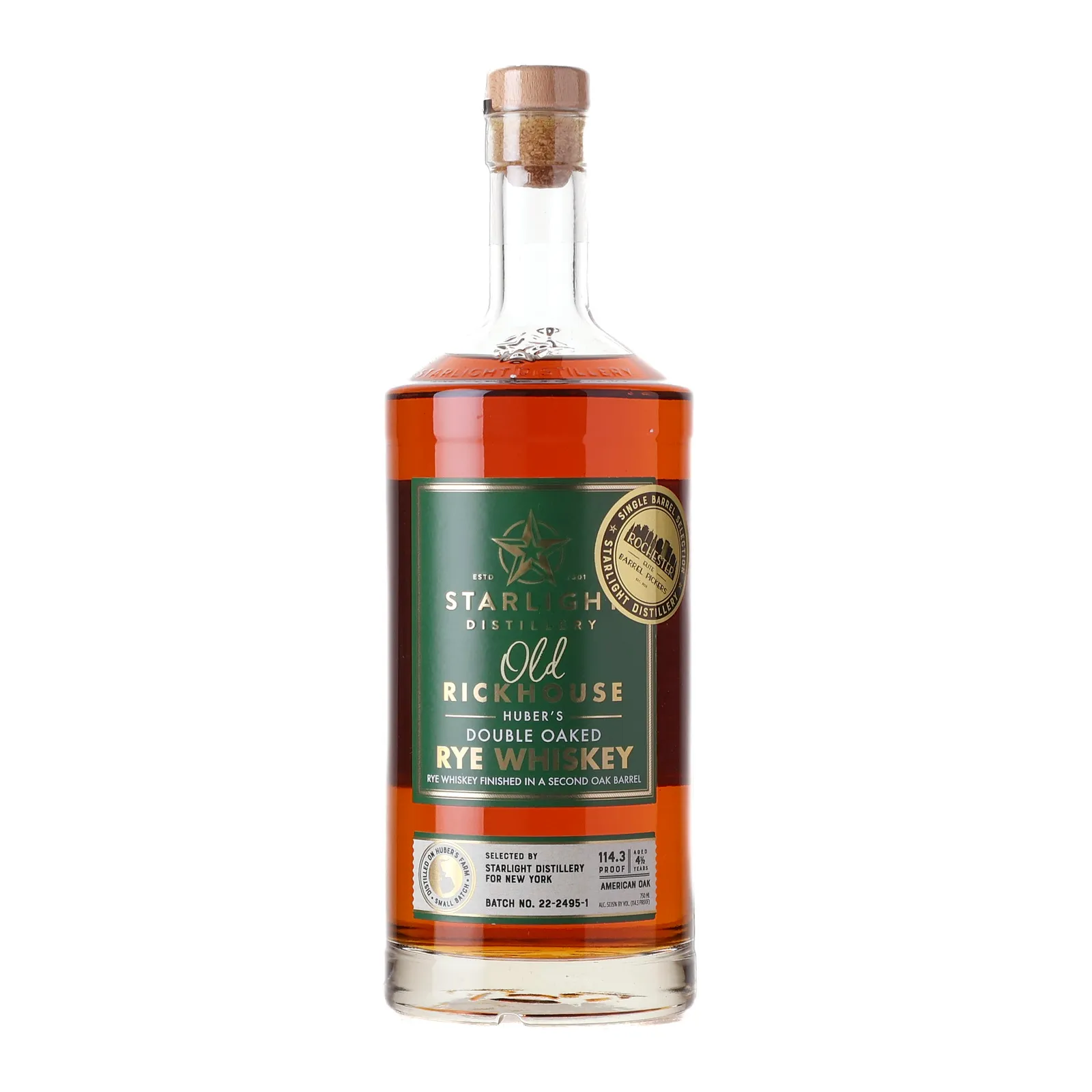 Starlight Old Rickhouse Double Oaked Rye ROC Elite Private Barrel Selection, Batch No. 22-2495-1, 57.1% whisky bottle